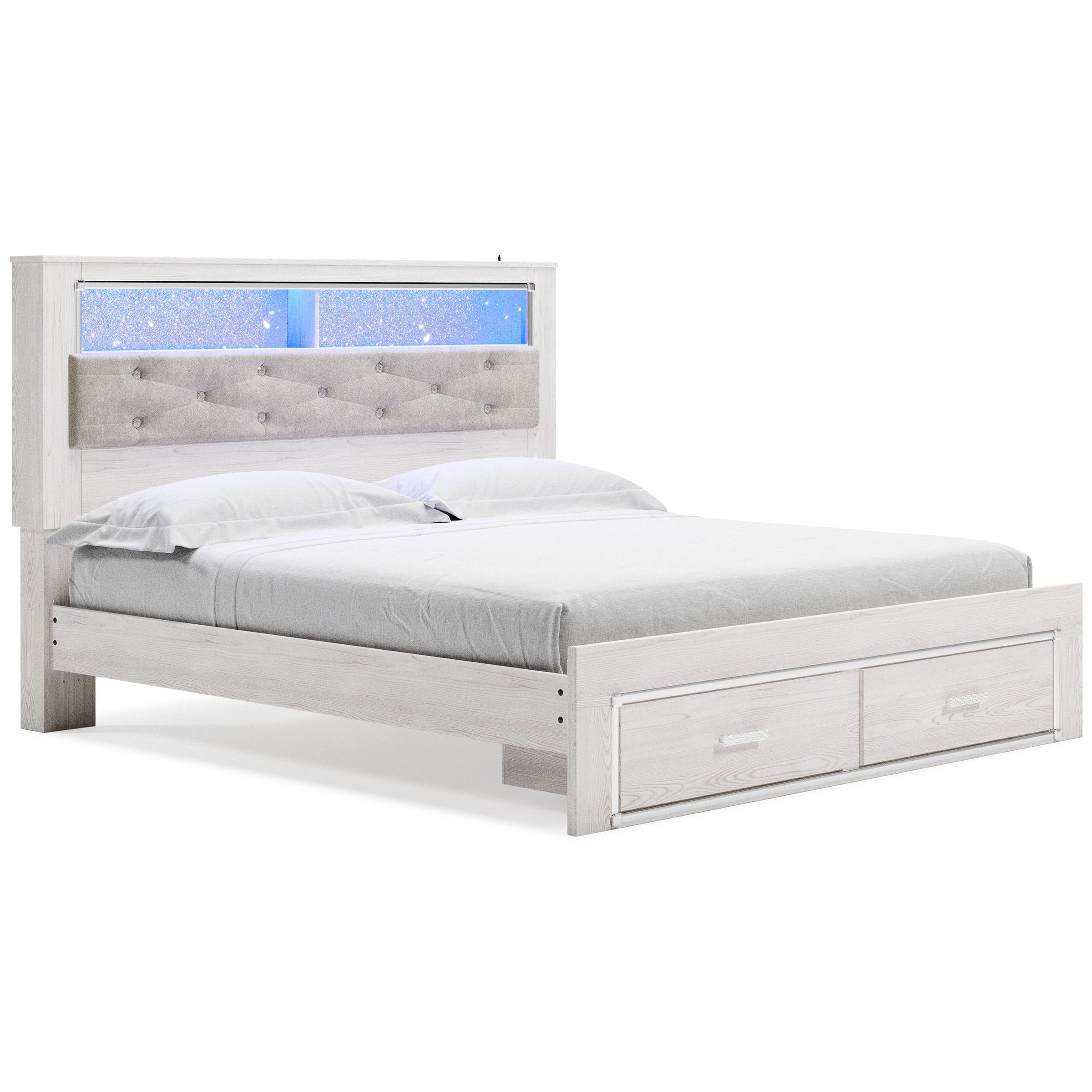  Size_King --  Altyra B2640B30 King Upholstered Bookcase Bed with Storage IMAGE 1