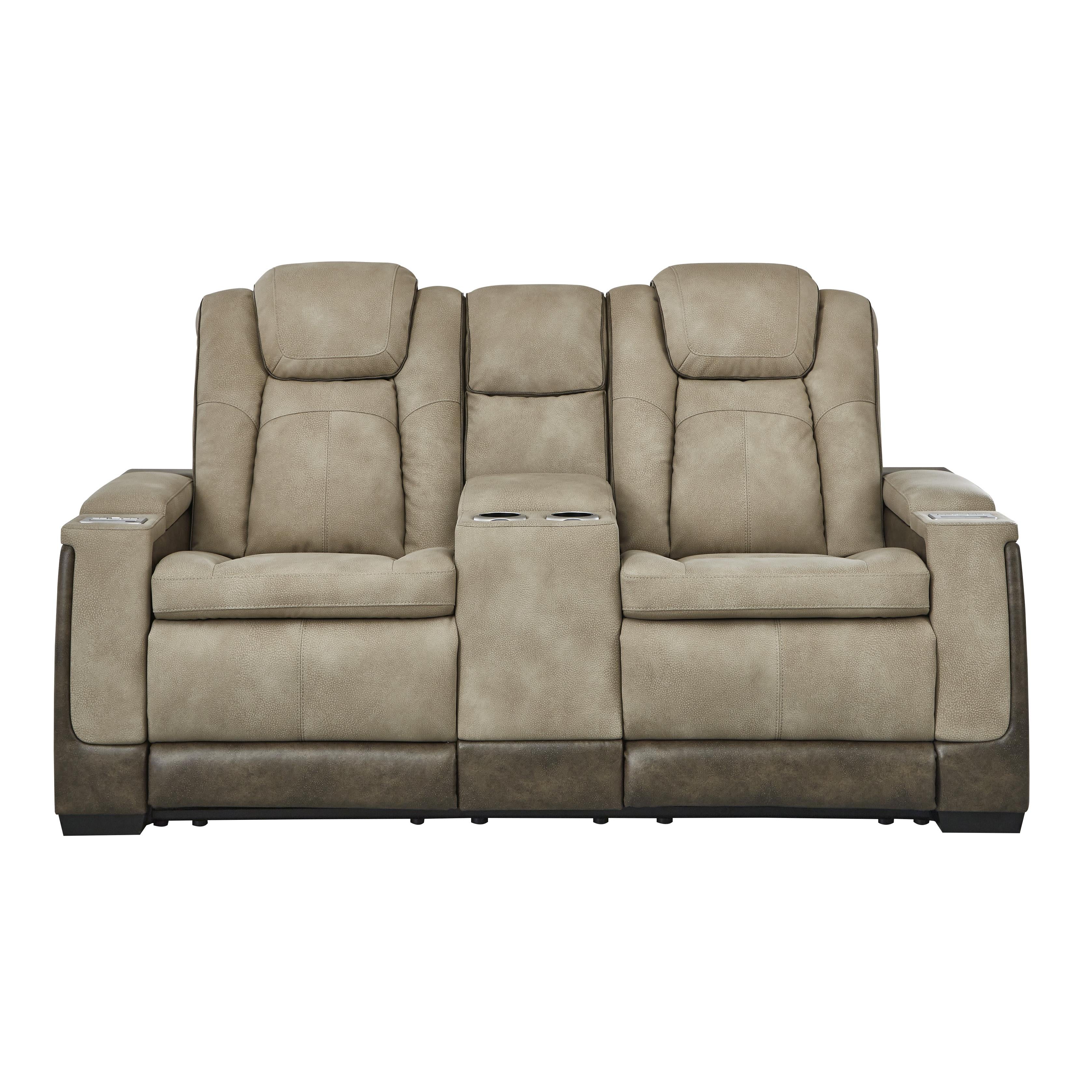  Manufacturer Color_Sand --  Signature Design by Ashley Next Gen DuraPella Power Reclining Leather Look Loveseat with Console IMAGE 2