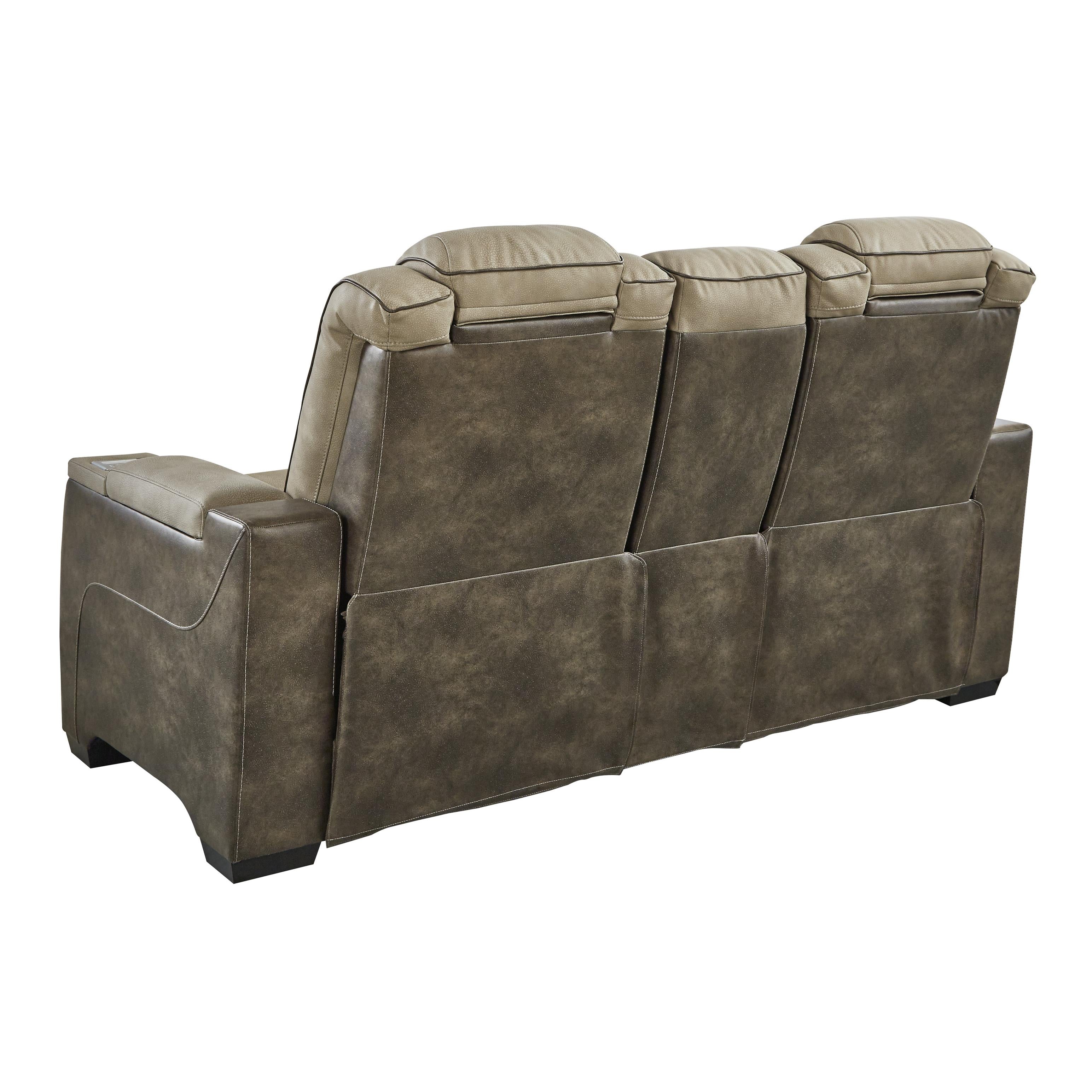  Manufacturer Color_Sand --  Signature Design by Ashley Next Gen DuraPella Power Reclining Leather Look Loveseat with Console IMAGE 4
