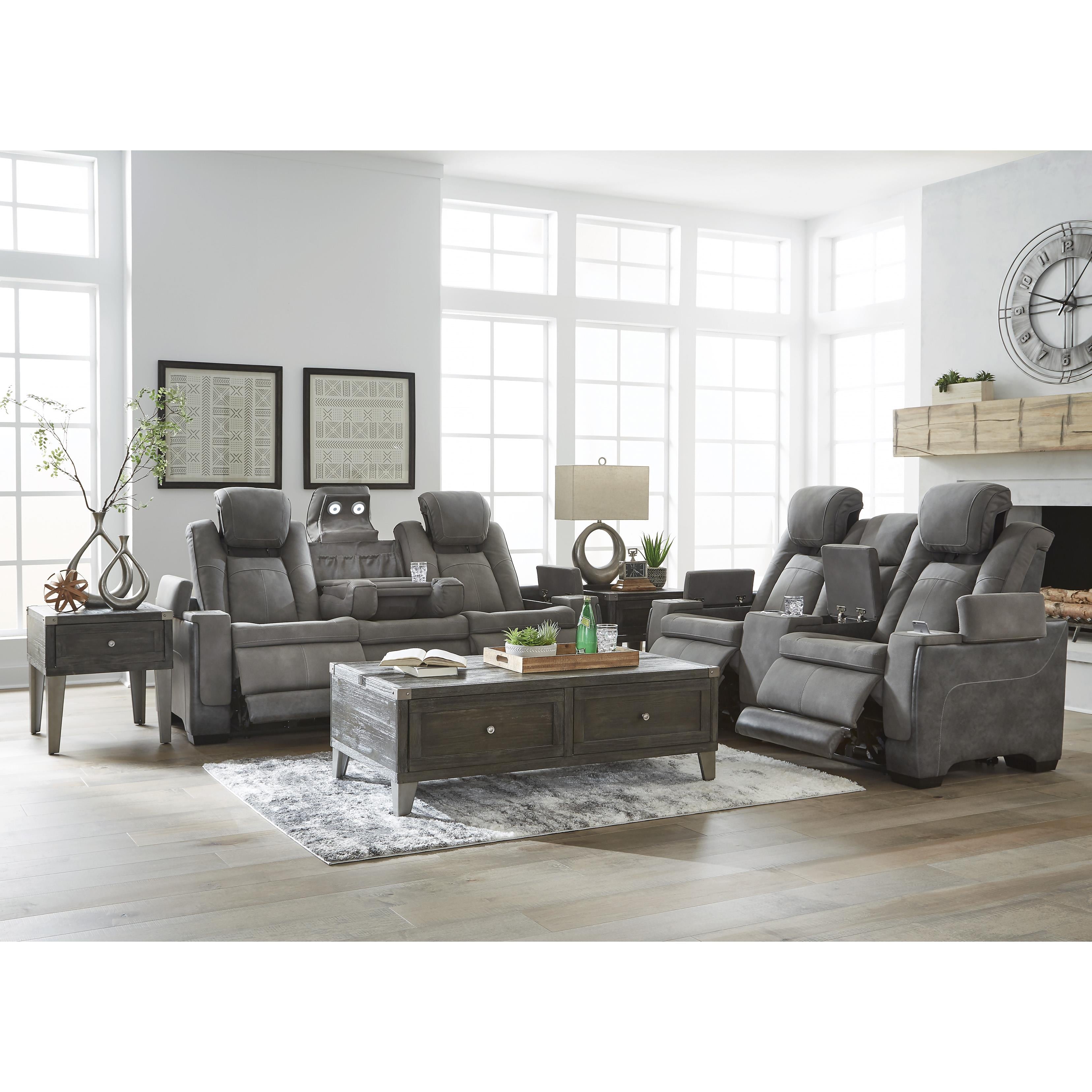  Manufacturer Color_Slate --  Next-Gen DuraPella 2200418 Power Reclining Loveseat with Console and Adjustable Headrest IMAGE 12