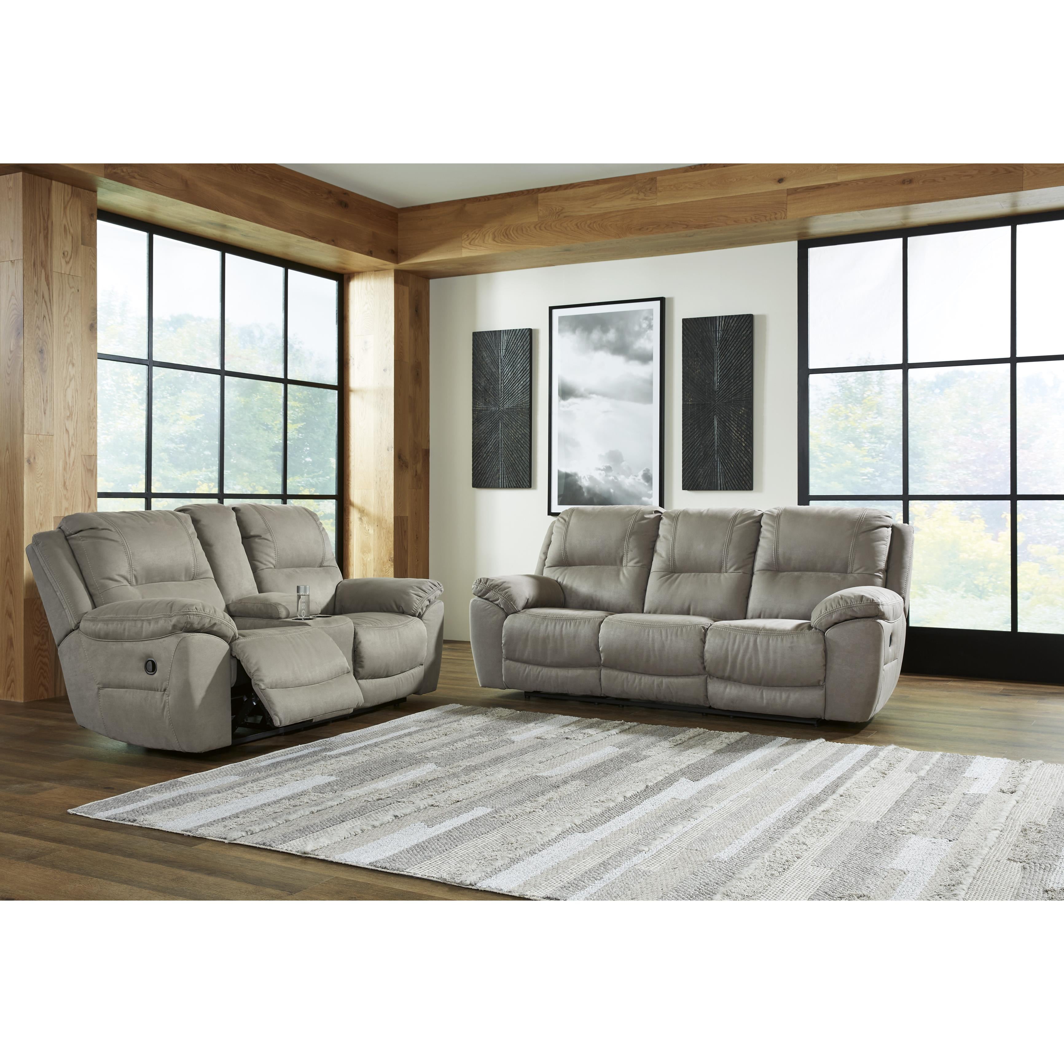  Motion Type_Reclining --  Signature Design by Ashley Next Gen Gaucho Reclining Leather Look Loveseat with Console IMAGE 7