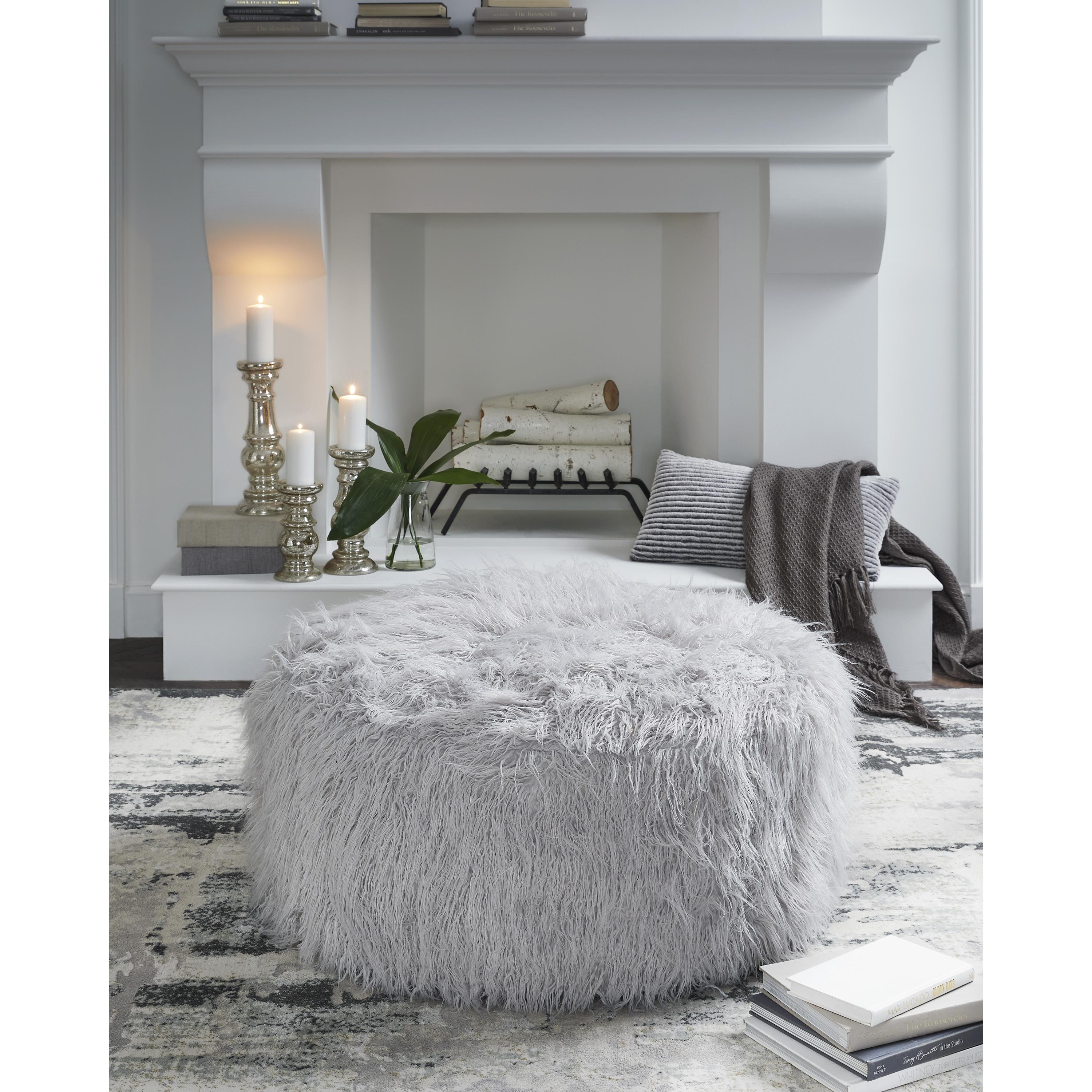  Manufacturer Color_Light Grey --  Signature Design by Ashley Galice Fabric Ottoman IMAGE 2