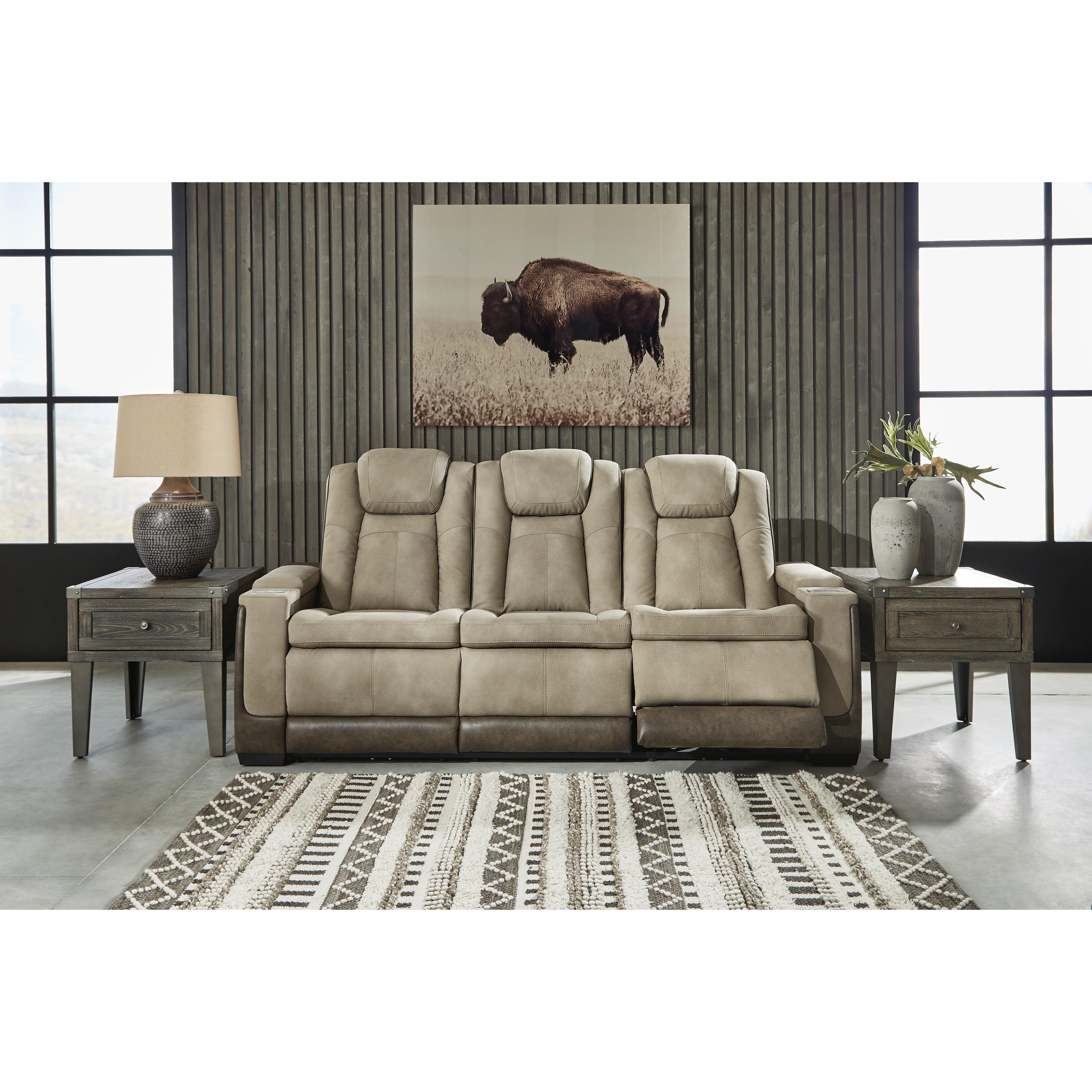  Manufacturer Color_Sand --  Signature Design by Ashley Next Gen DuraPella Power Reclining Leather Look Sofa IMAGE 5