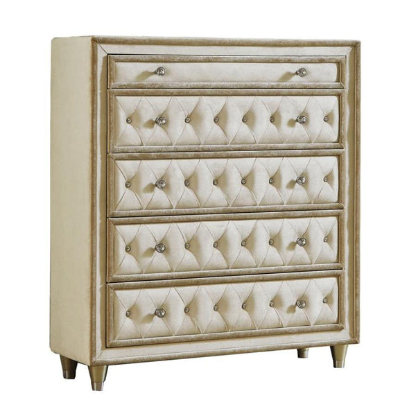 Coaster Furniture Antonella 223525 5-Drawer Bedroom Chest - Ivory and Camel