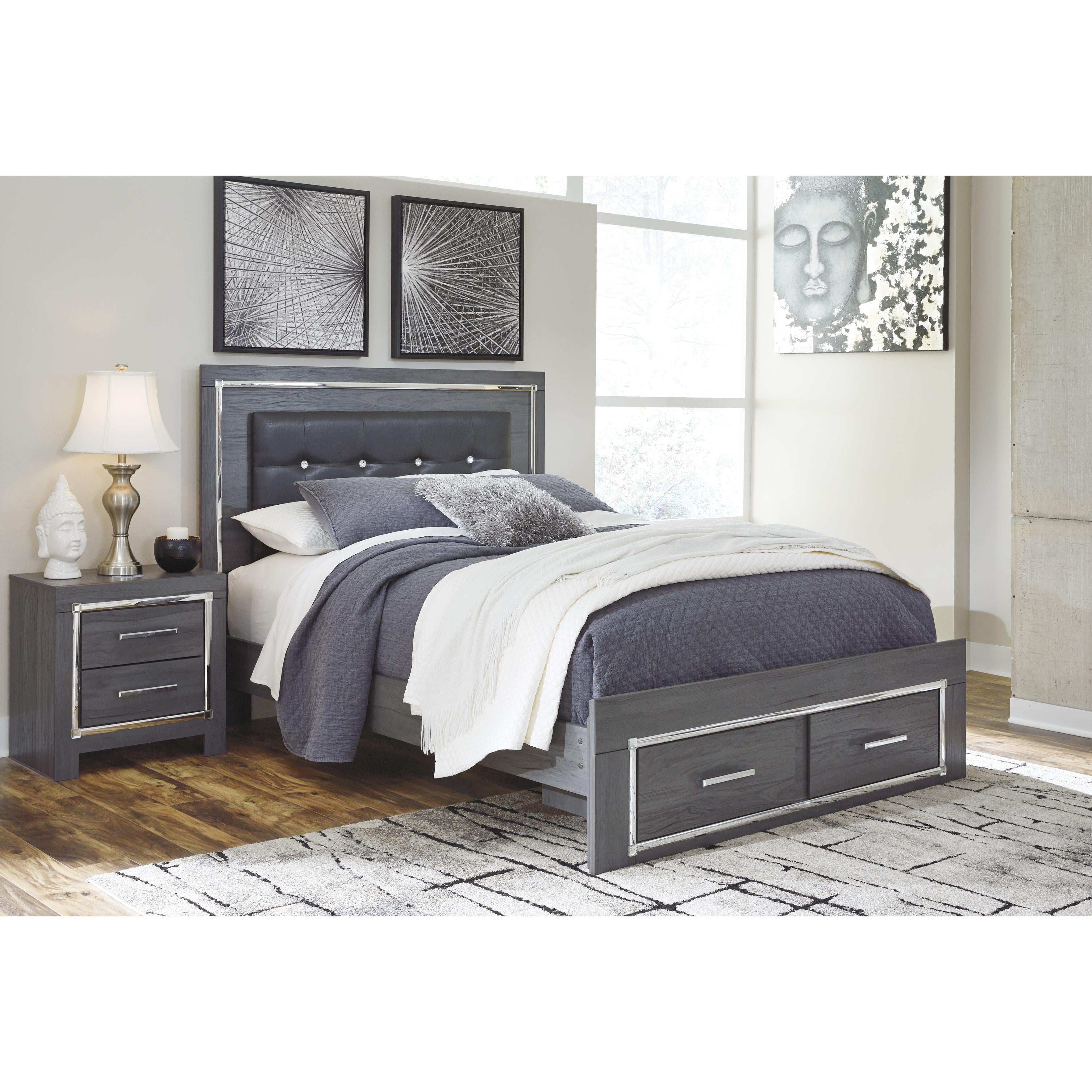  Size_Queen --  Signature Design by Ashley Lodanna Upholstered Panel Bed with Storage IMAGE 1