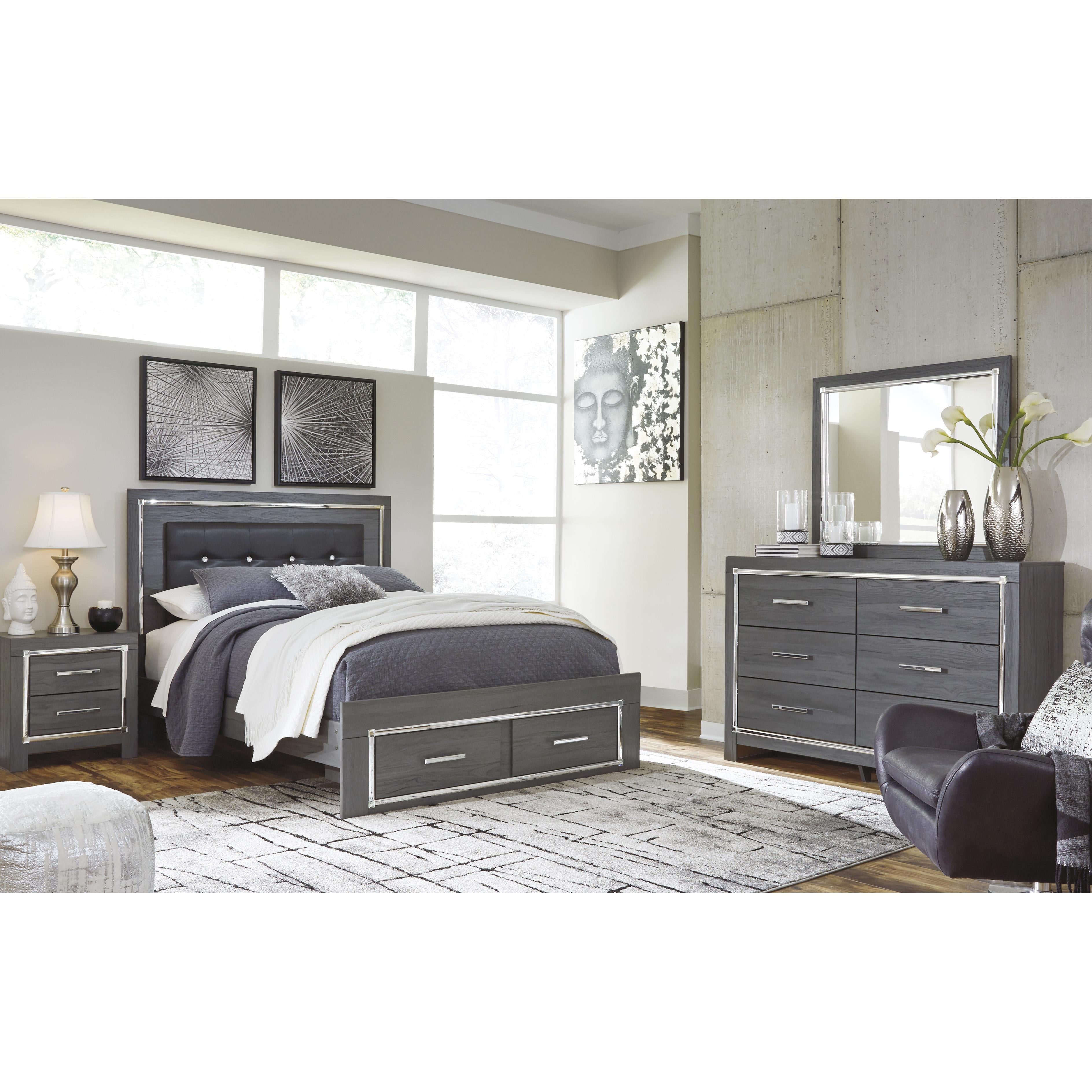  Size_Queen --  Signature Design by Ashley Lodanna Upholstered Panel Bed with Storage IMAGE 4