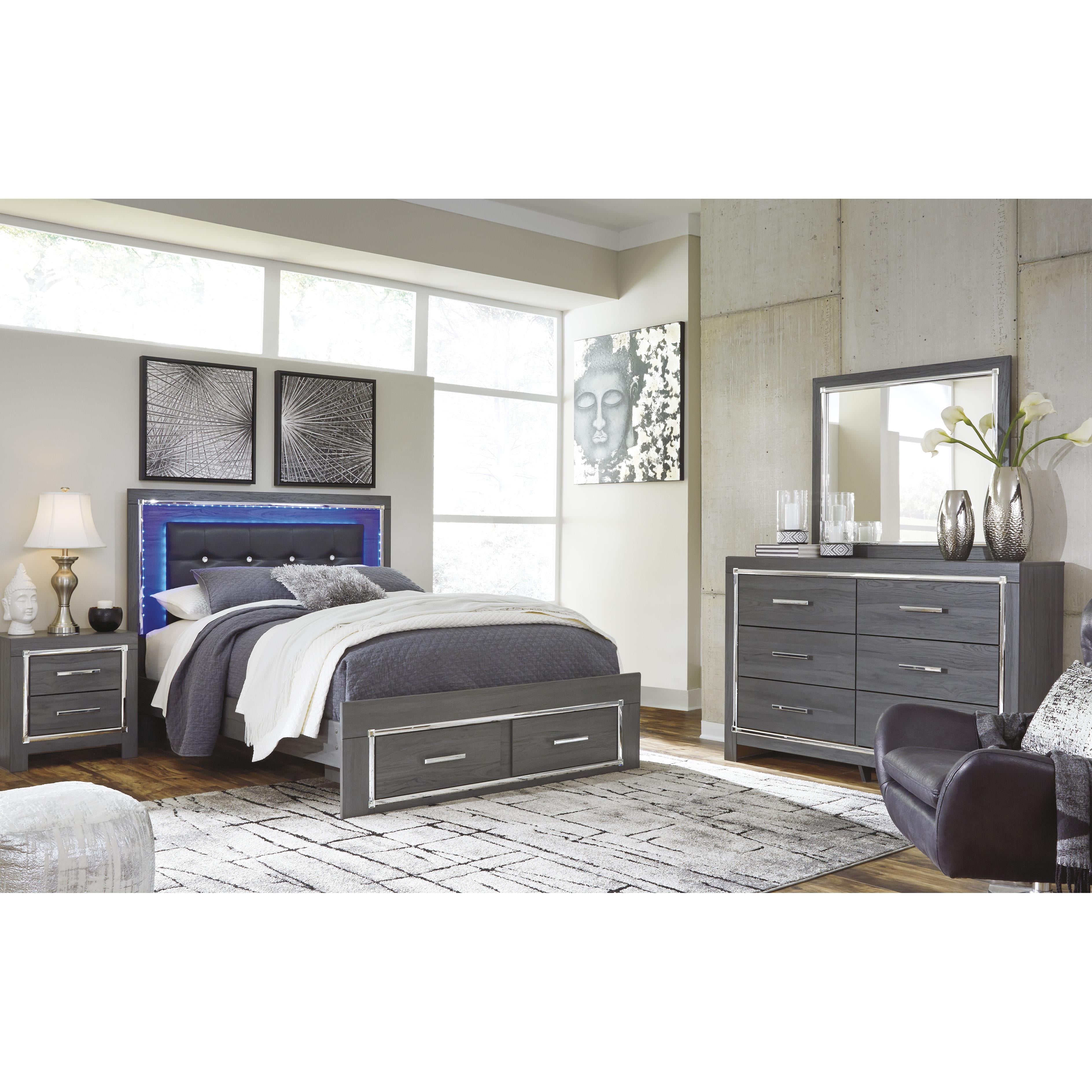  Size_Queen --  Signature Design by Ashley Lodanna Upholstered Panel Bed with Storage IMAGE 5