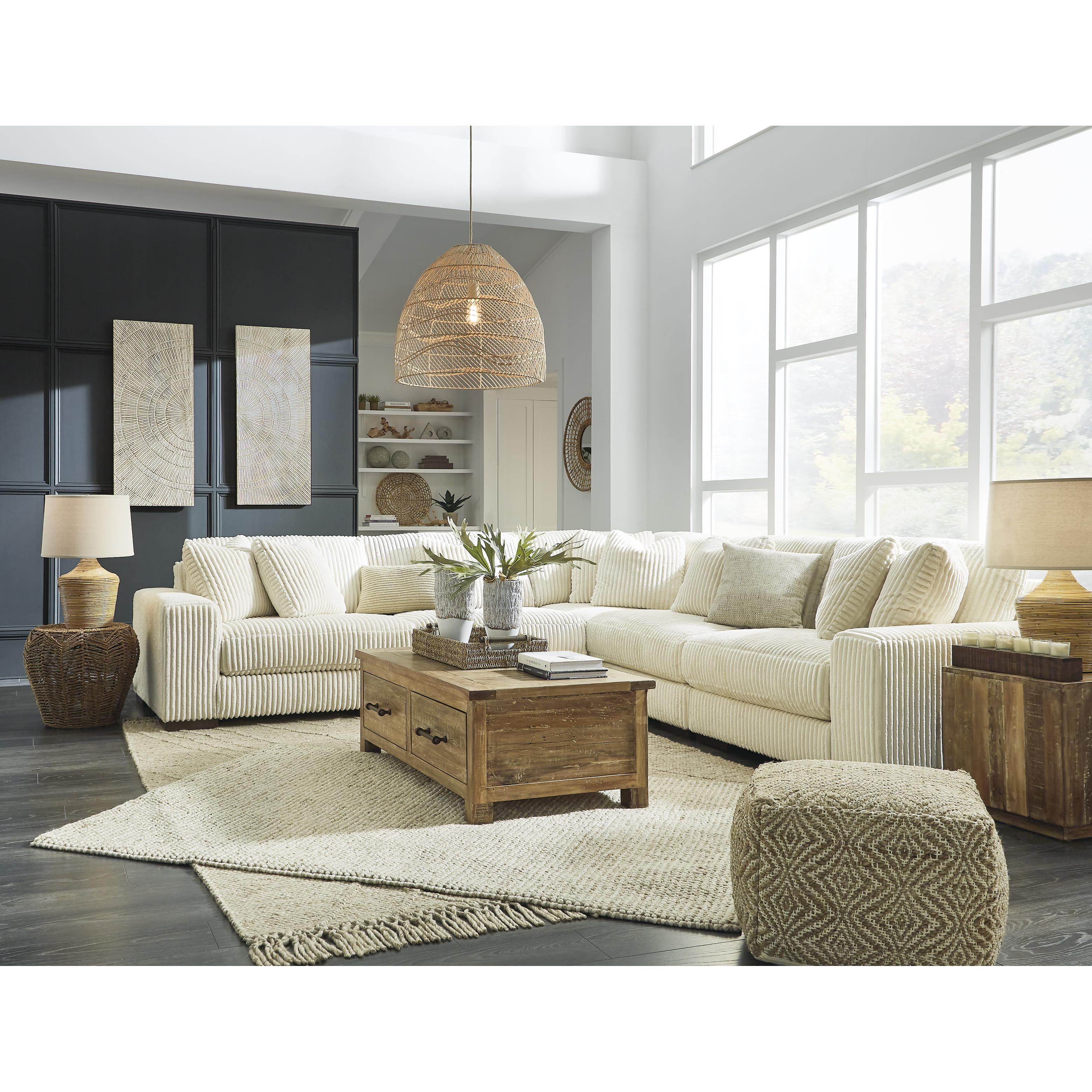  Manufacturer Color_Ivory --  Signature Design by Ashley Lindyn Fabric 5 pc Sectional IMAGE 4