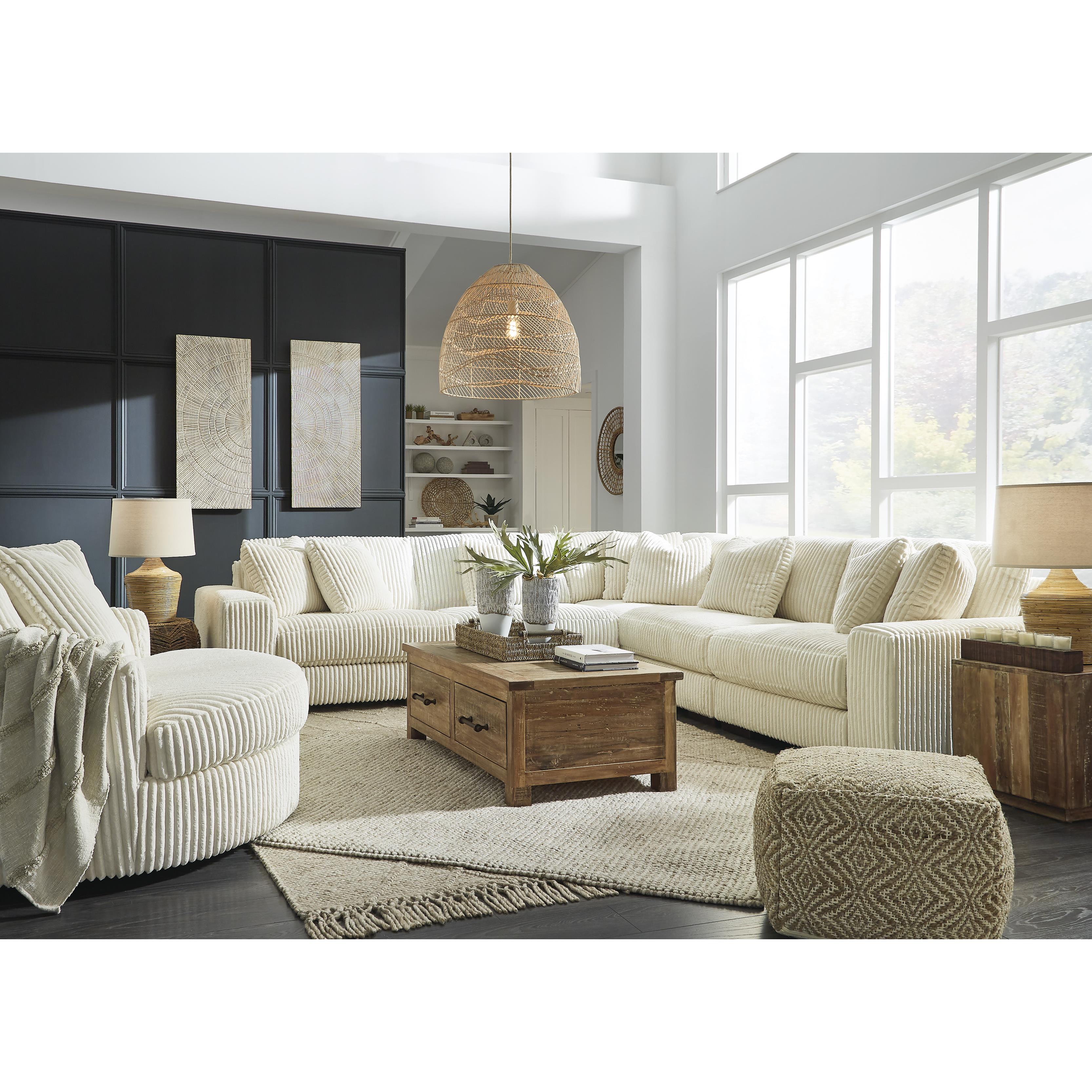  Manufacturer Color_Ivory --  Signature Design by Ashley Lindyn Fabric 5 pc Sectional IMAGE 5