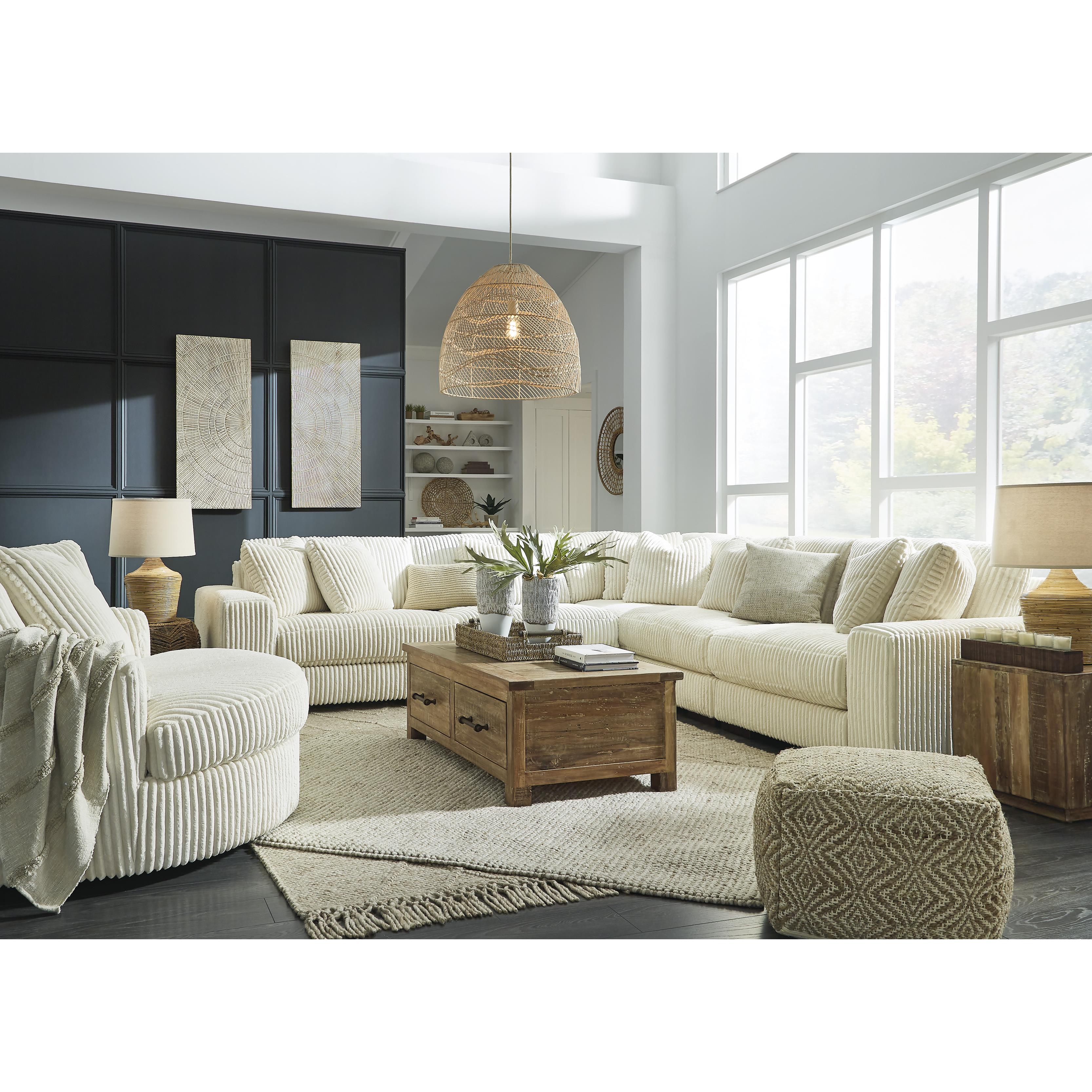  Manufacturer Color_Ivory --  Signature Design by Ashley Lindyn Fabric 5 pc Sectional IMAGE 6
