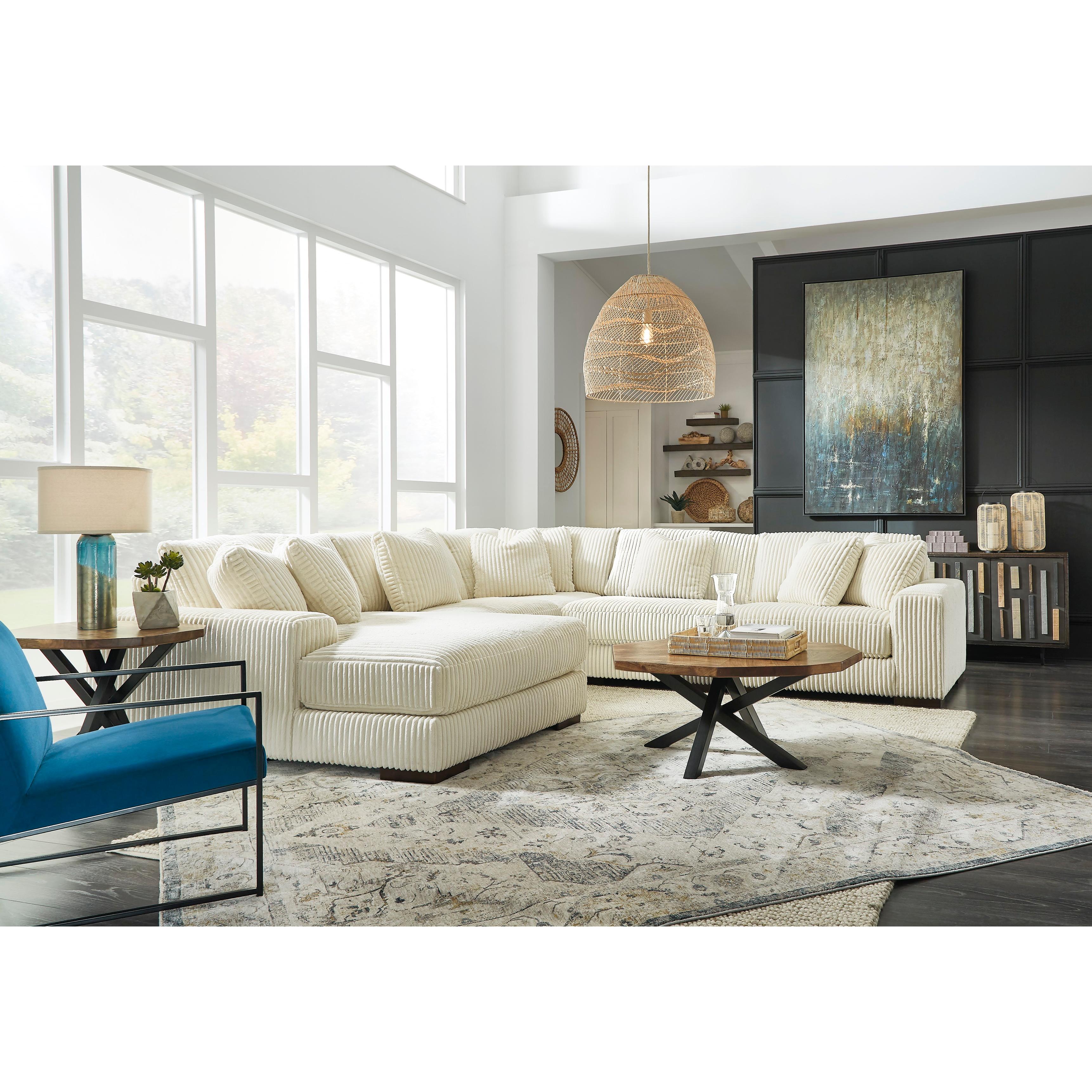 Manufacturer Color_Ivory --  Signature Design by Ashley Lindyn Fabric 5 pc Sectional IMAGE 4
