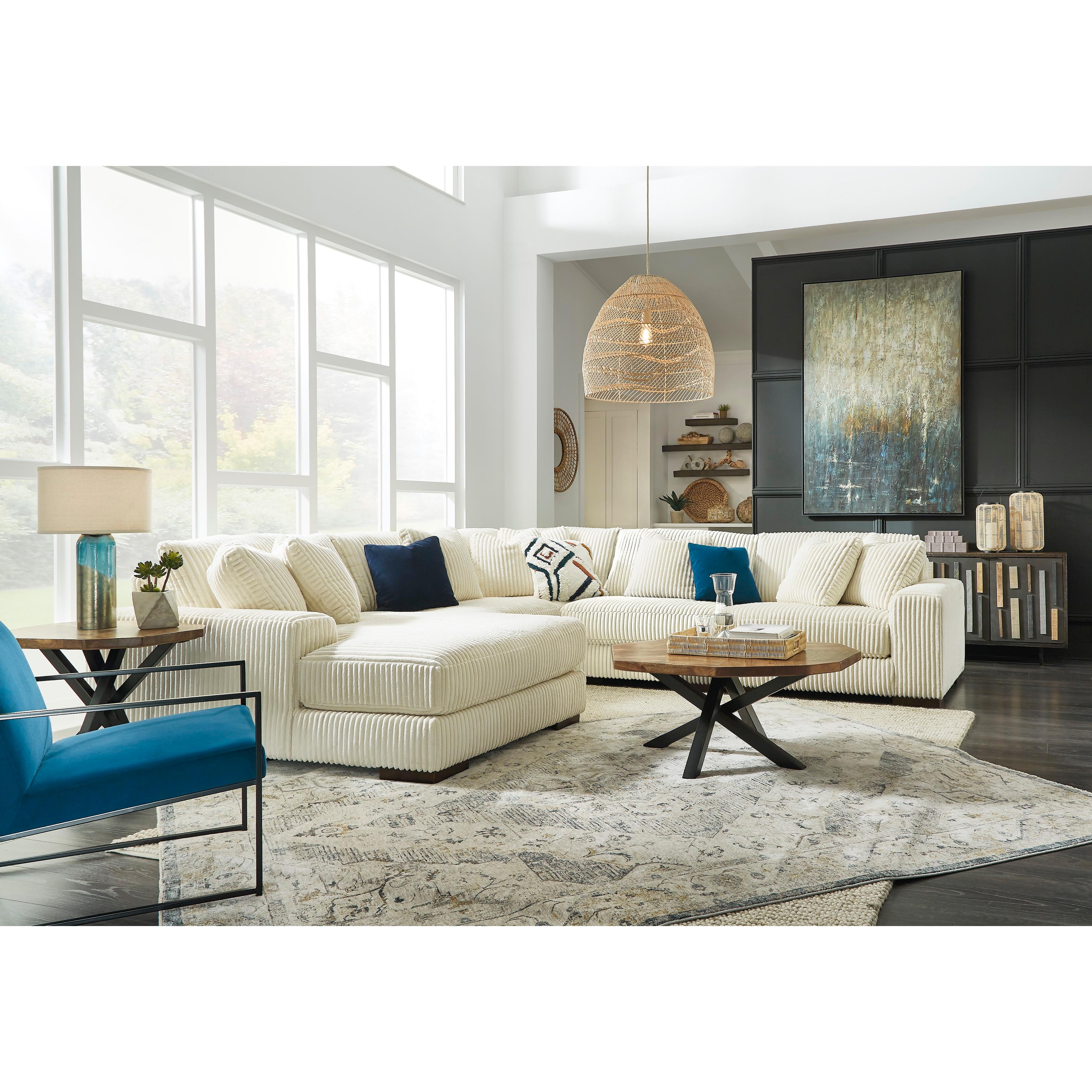  Manufacturer Color_Ivory --  Signature Design by Ashley Lindyn Fabric 5 pc Sectional IMAGE 5
