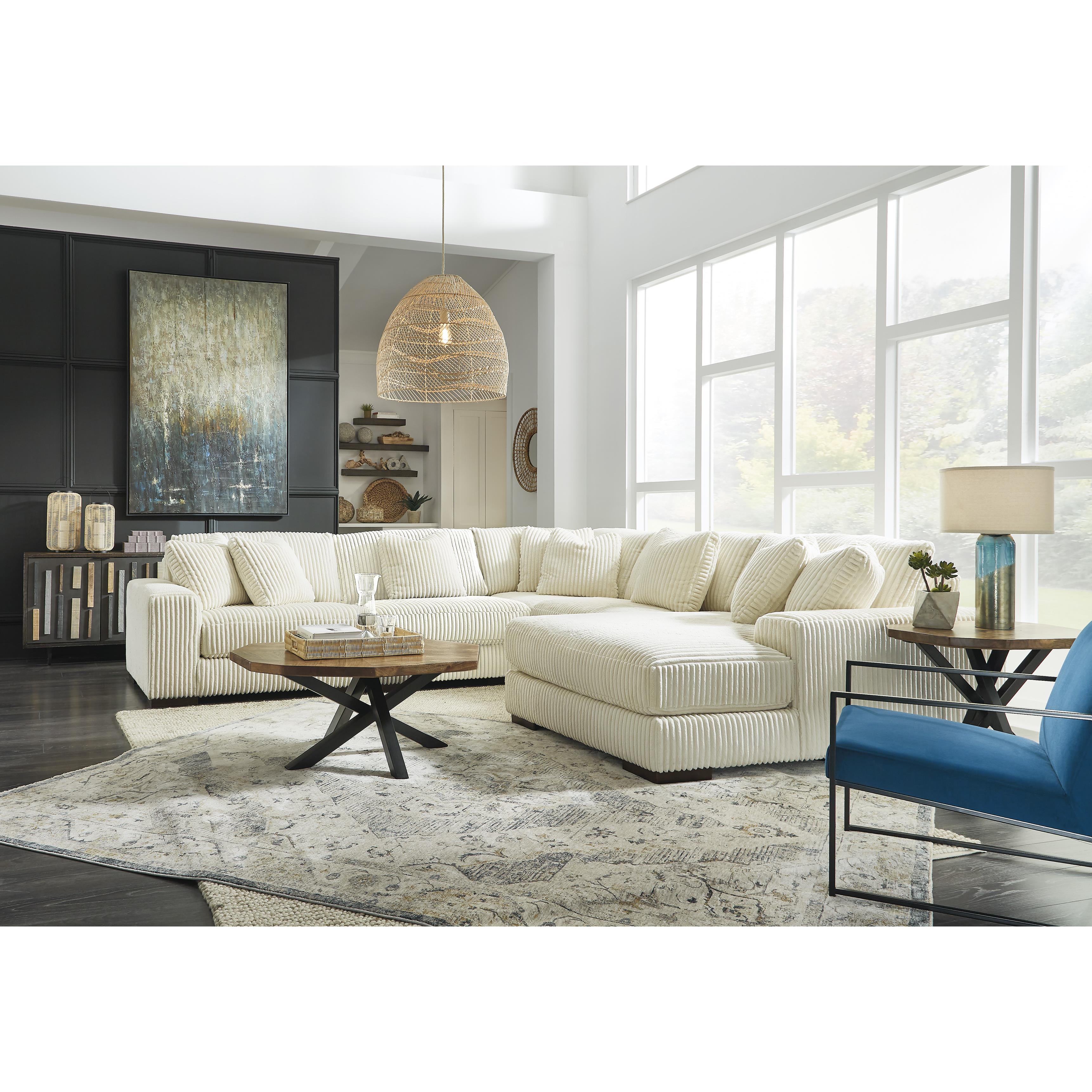  Manufacturer Color_Ivory --  Signature Design by Ashley Lindyn Fabric 5 pc Sectional IMAGE 4