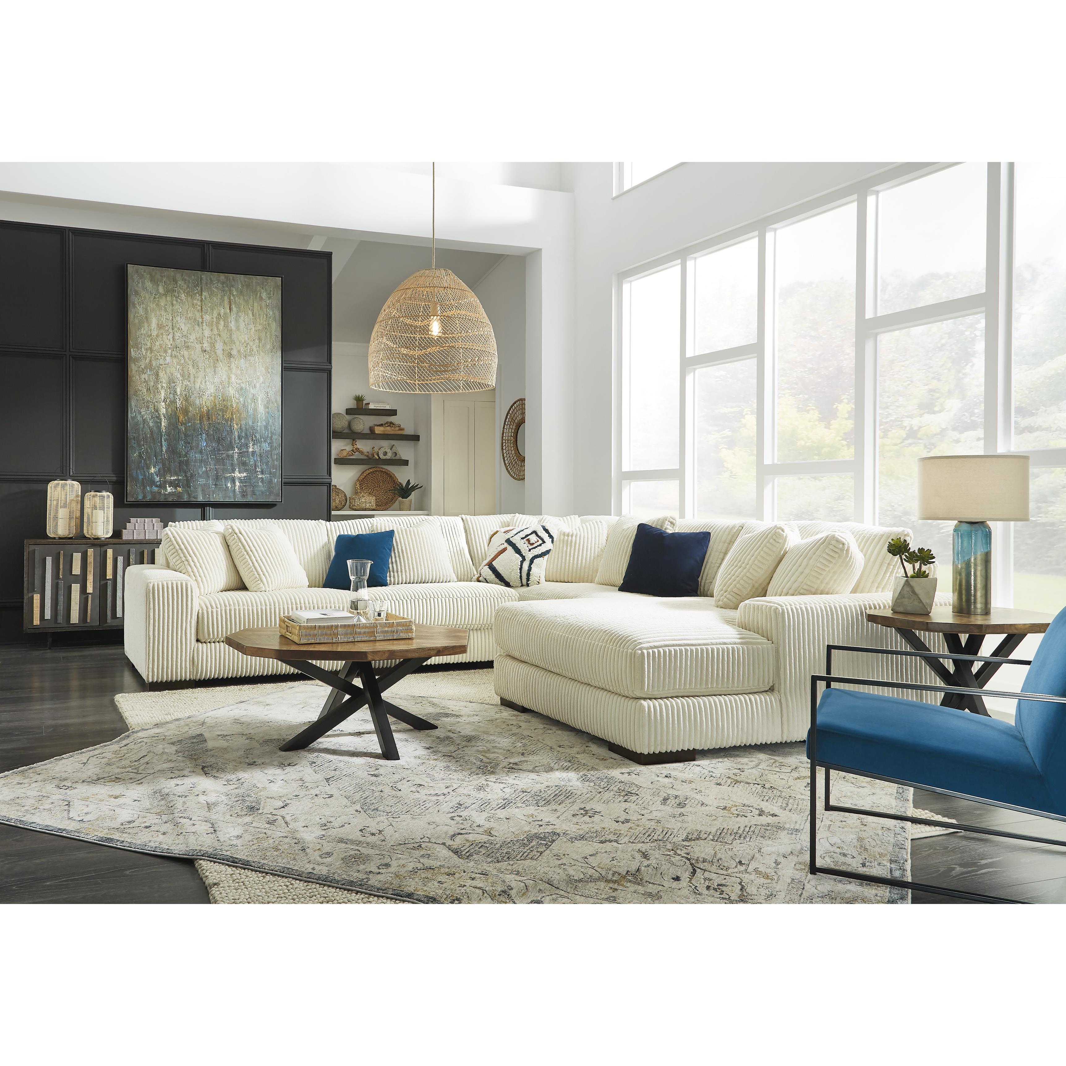  Manufacturer Color_Ivory --  Signature Design by Ashley Lindyn Fabric 5 pc Sectional IMAGE 5