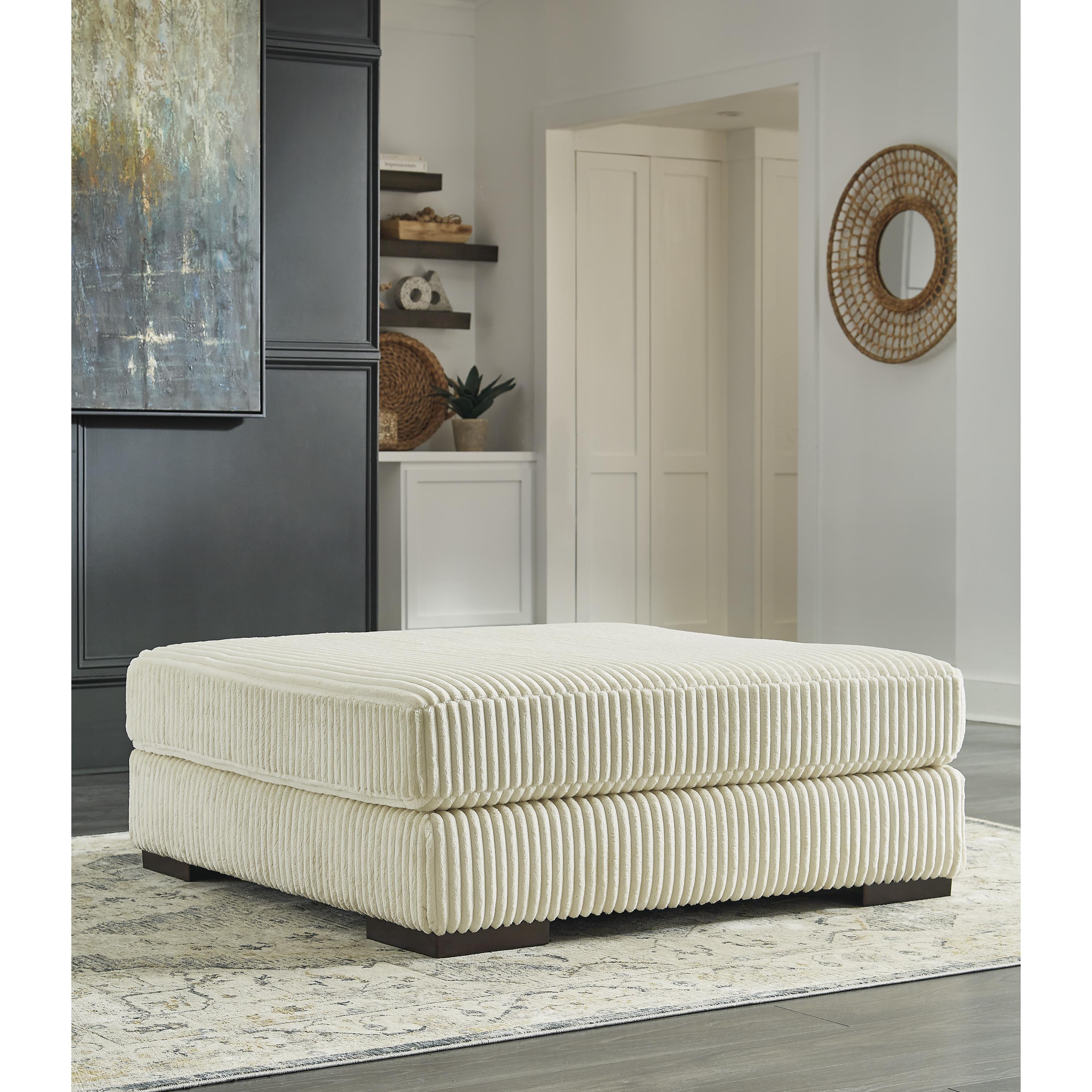  Manufacturer Color_Ivory --  Signature Design by Ashley Lindyn Fabric Ottoman IMAGE 4