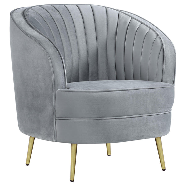 Coaster Furniture Sophia 506866 Upholstered Channel Tufted Barrel Accent Chair - Grey