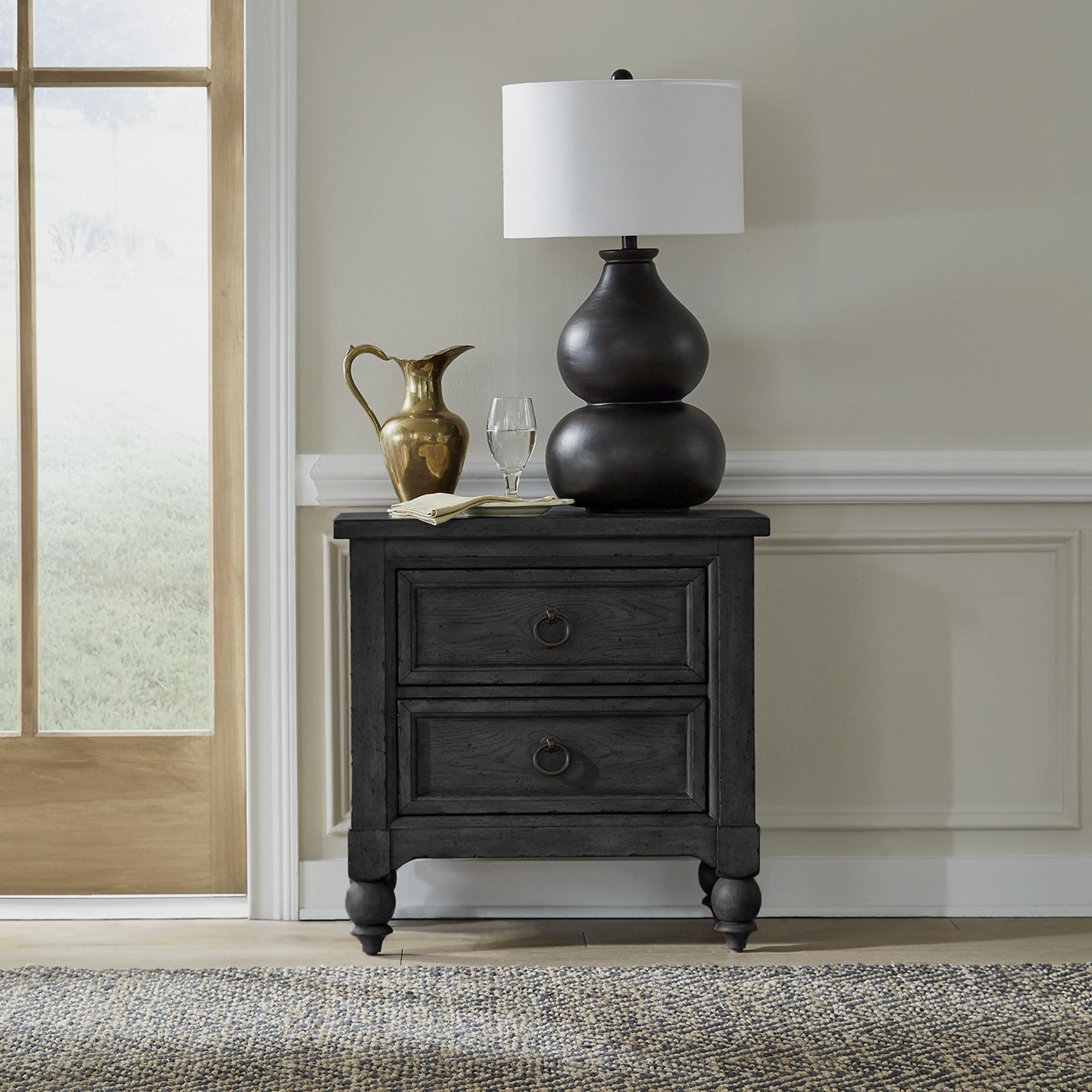  Liberty Furniture Industries Inc. Americana Farmhouse 615-BR61-B 2 Drawer Night Stand - Black IMAGE 1