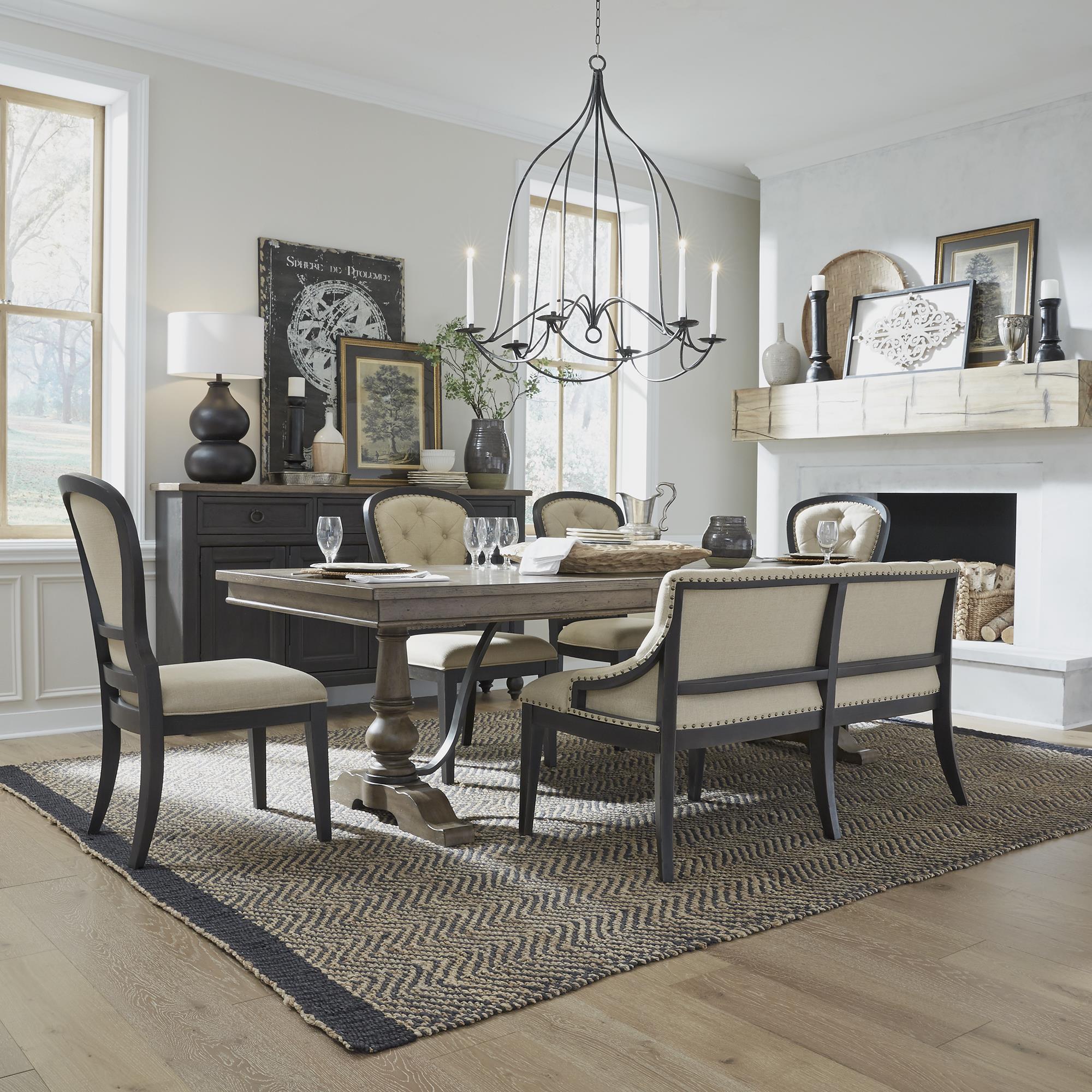  Liberty Furniture Industries Inc. Americana Farmhouse 615-C6501B-B Uph Shelter Dining Bench- Black IMAGE 2