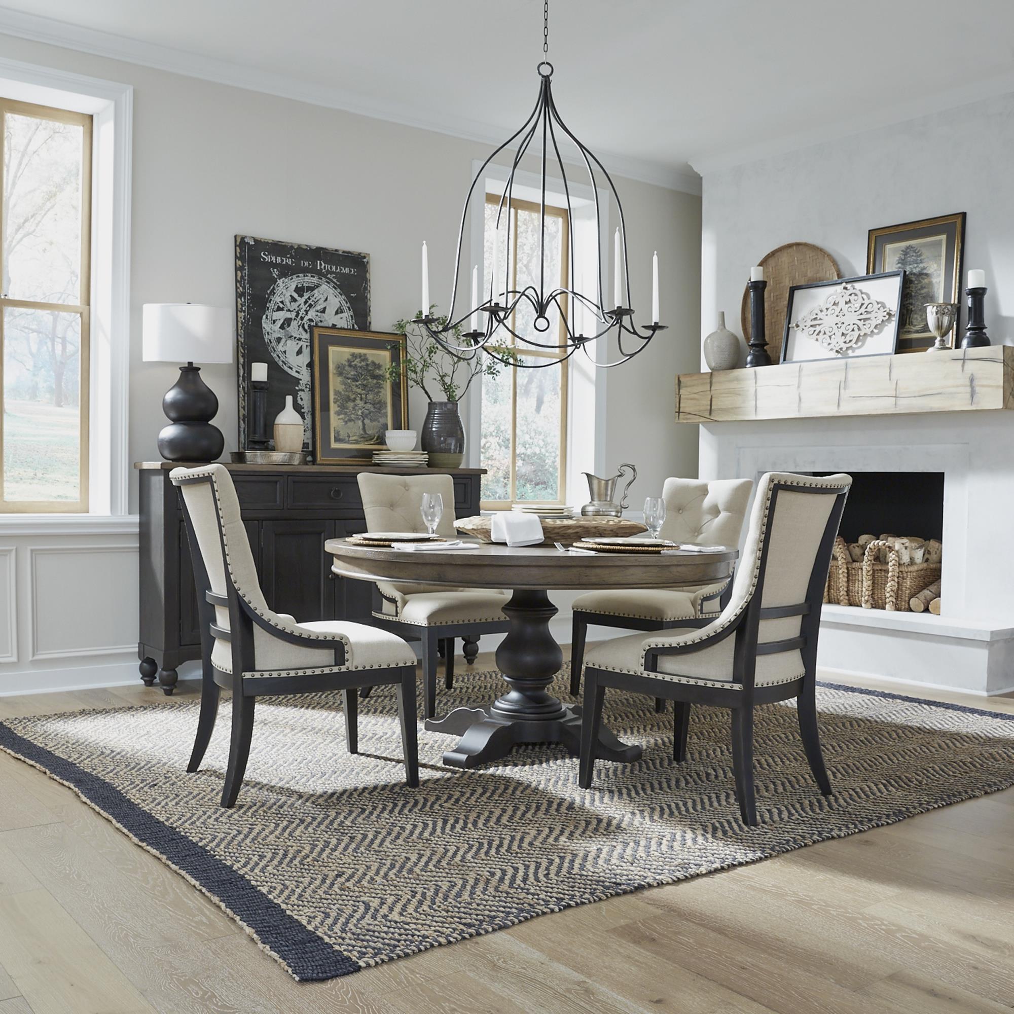  Liberty Furniture Industries Inc. Americana Farmhouse 615-C6501S-B Uph Shelter Side Chair- Black IMAGE 4