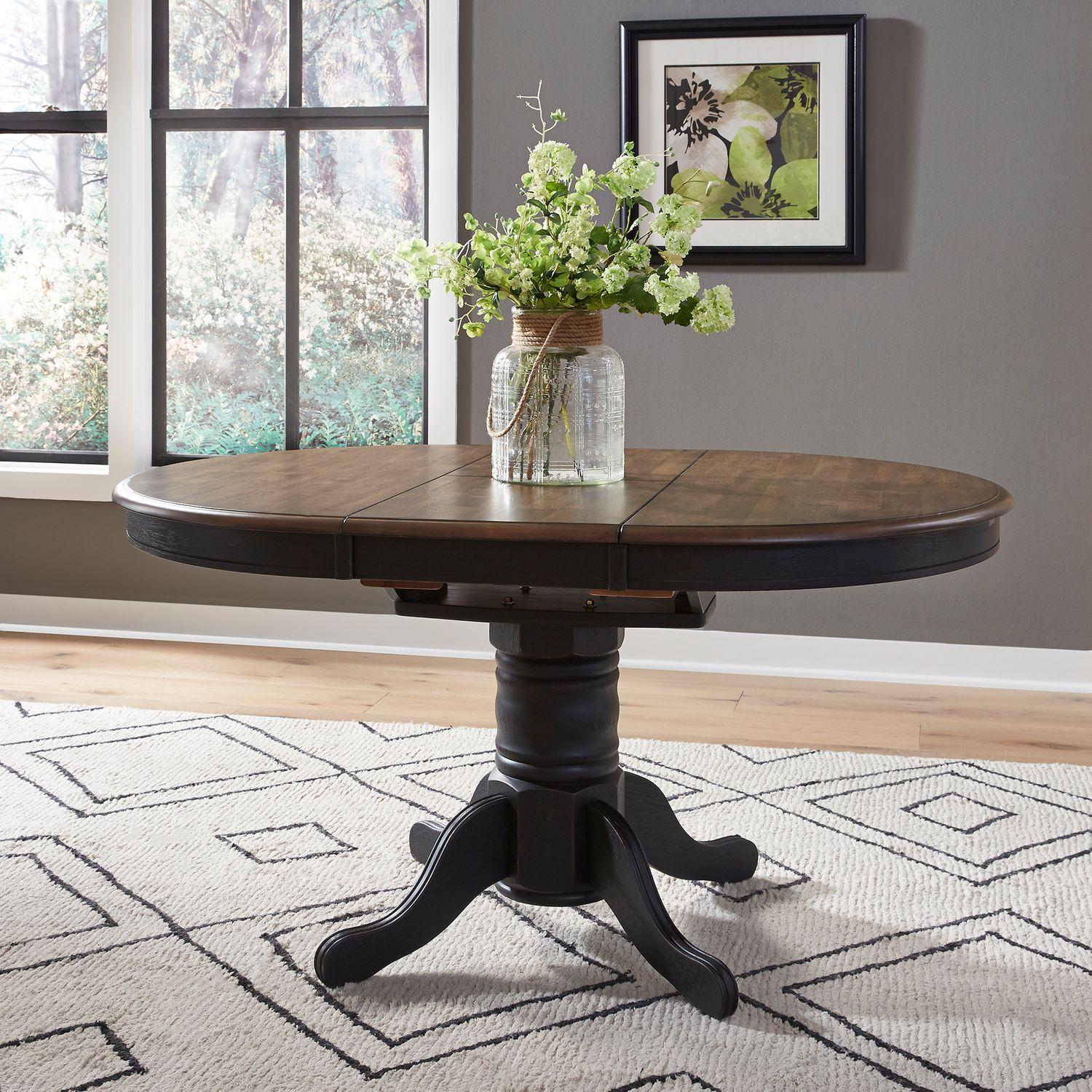  Liberty Furniture Industries Inc. Carolina Crossing 186B Oval Pedestal Table - Black IMAGE 1