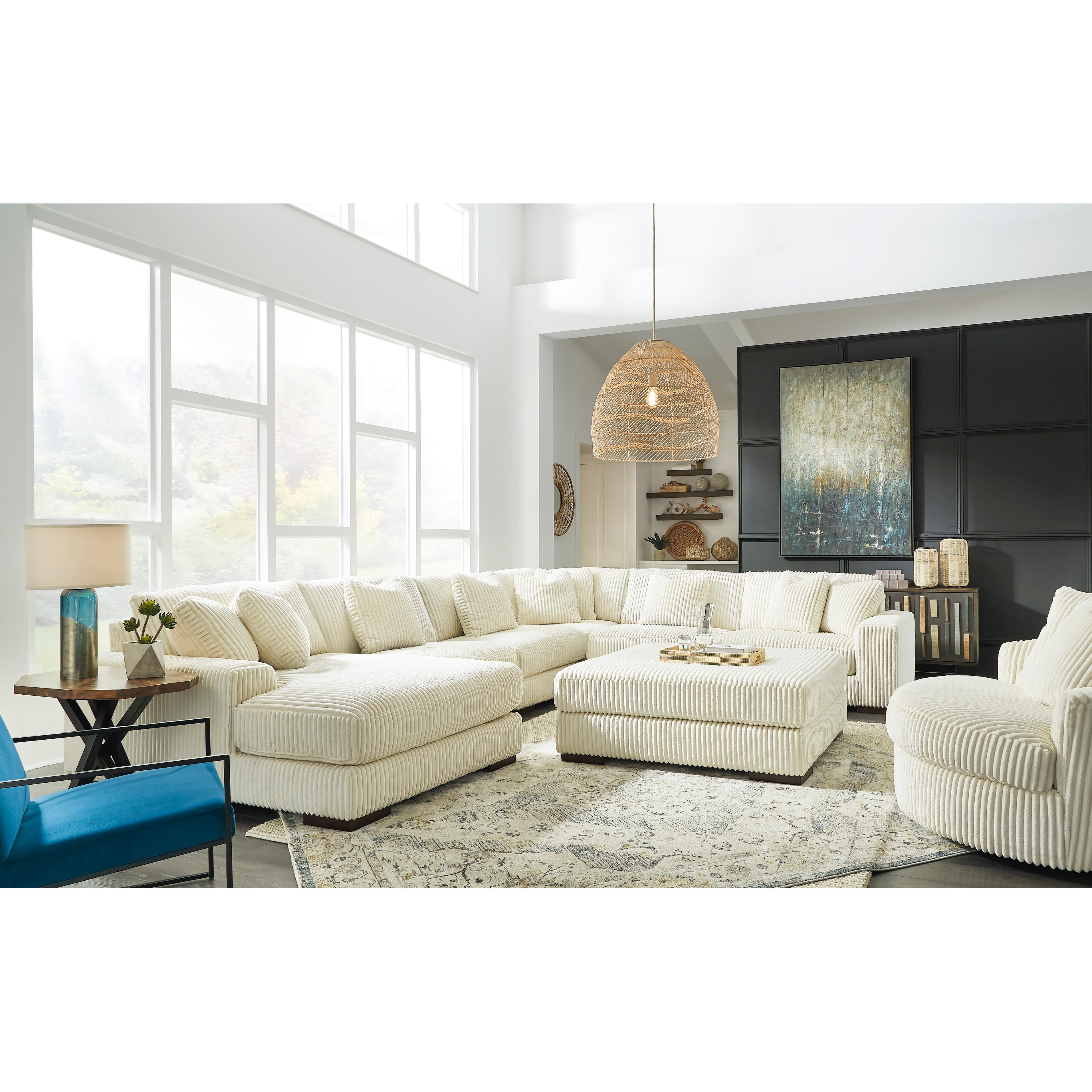  Manufacturer Color_Ivory --  Signature Design by Ashley Lindyn Fabric 6 pc Sectional IMAGE 4