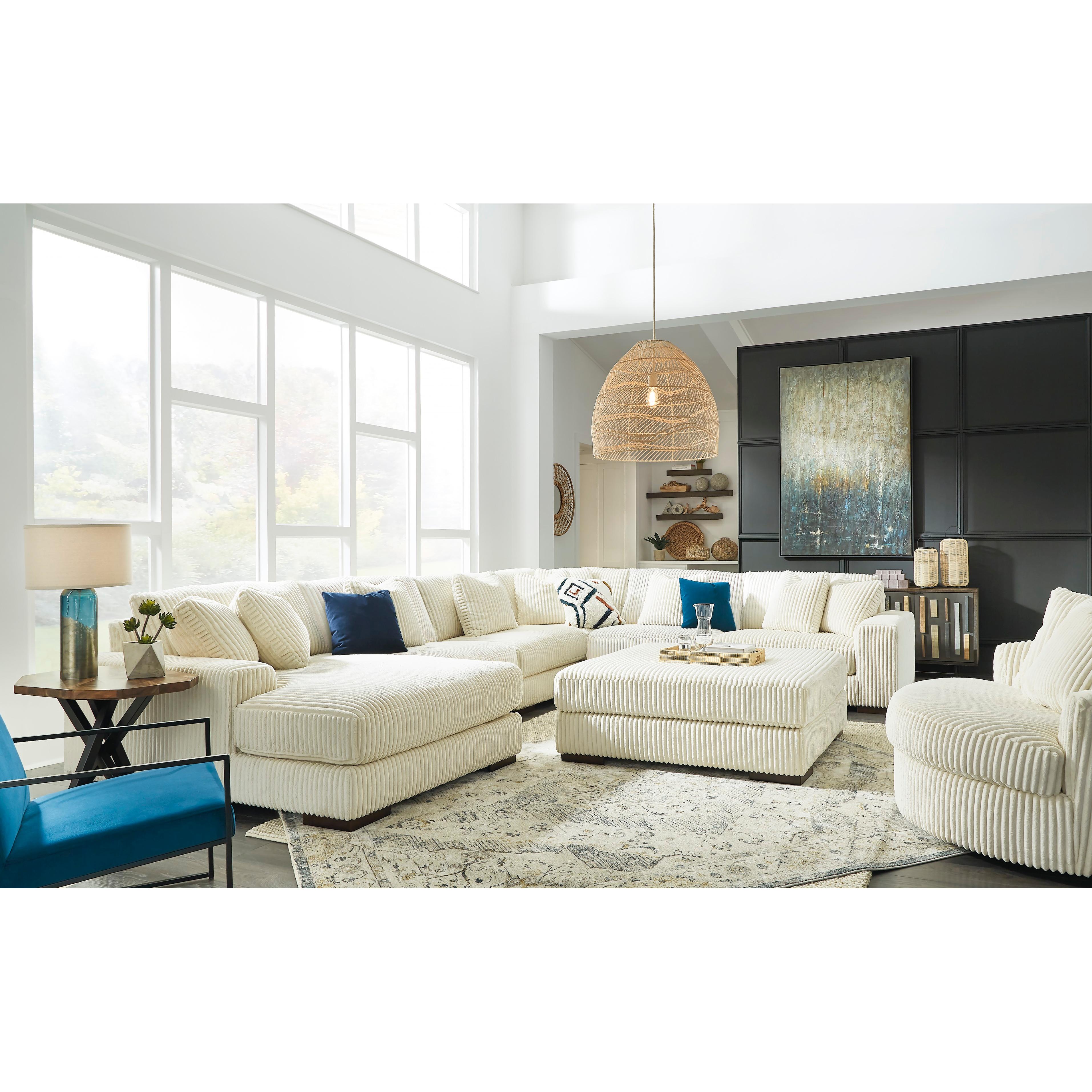  Manufacturer Color_Ivory --  Signature Design by Ashley Lindyn Fabric 6 pc Sectional IMAGE 5