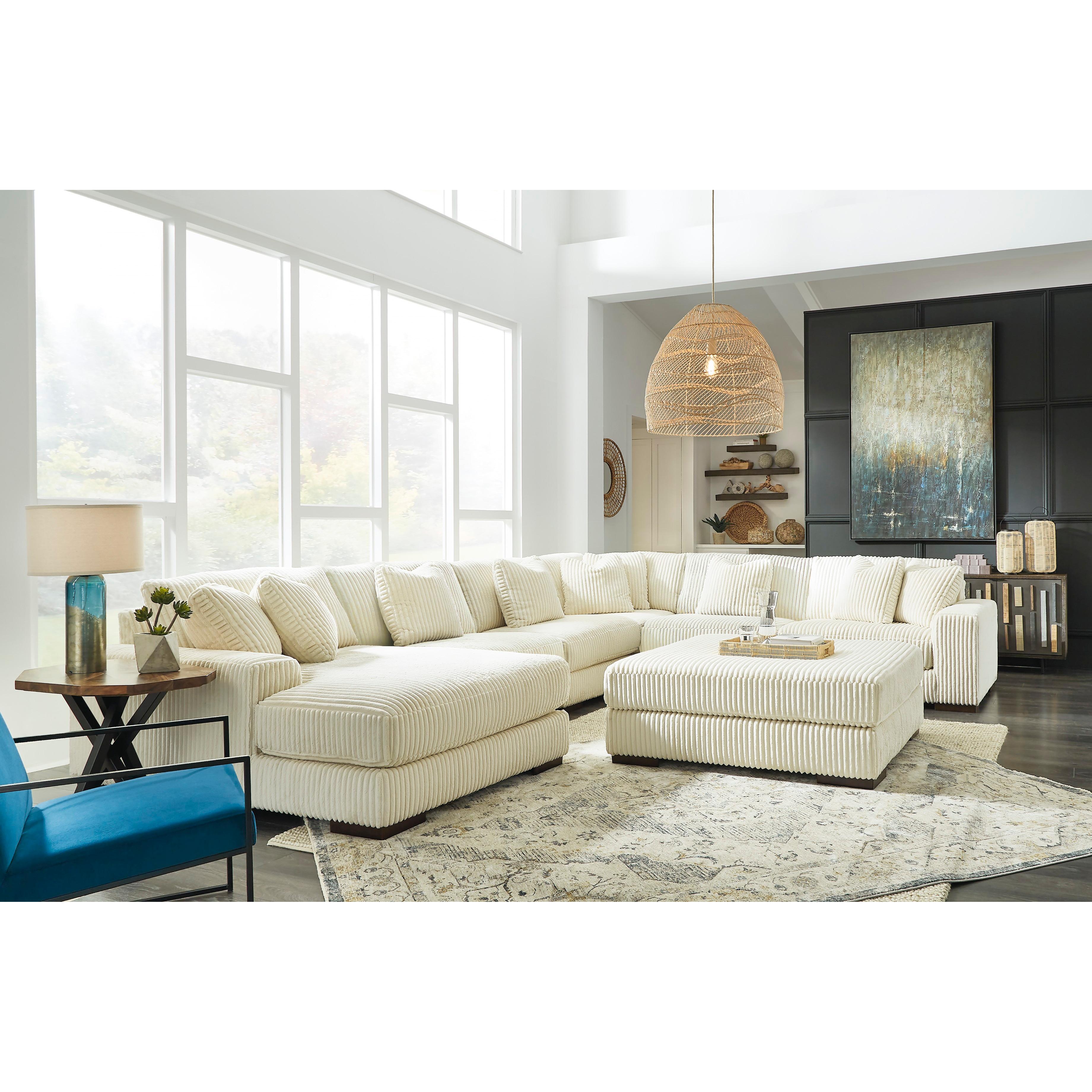  Manufacturer Color_Ivory --  Signature Design by Ashley Lindyn Fabric 6 pc Sectional IMAGE 6