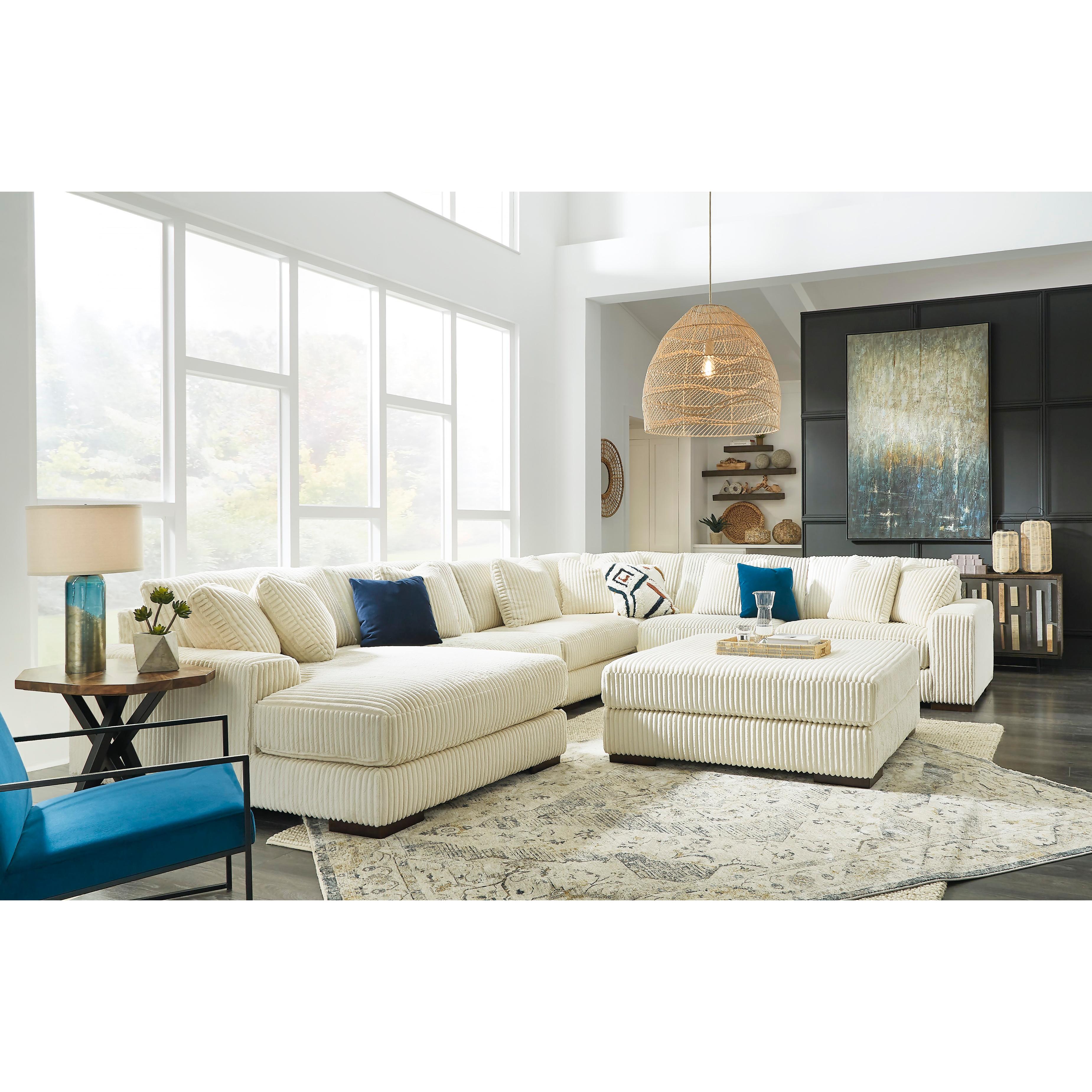  Manufacturer Color_Ivory --  Signature Design by Ashley Lindyn Fabric 6 pc Sectional IMAGE 7