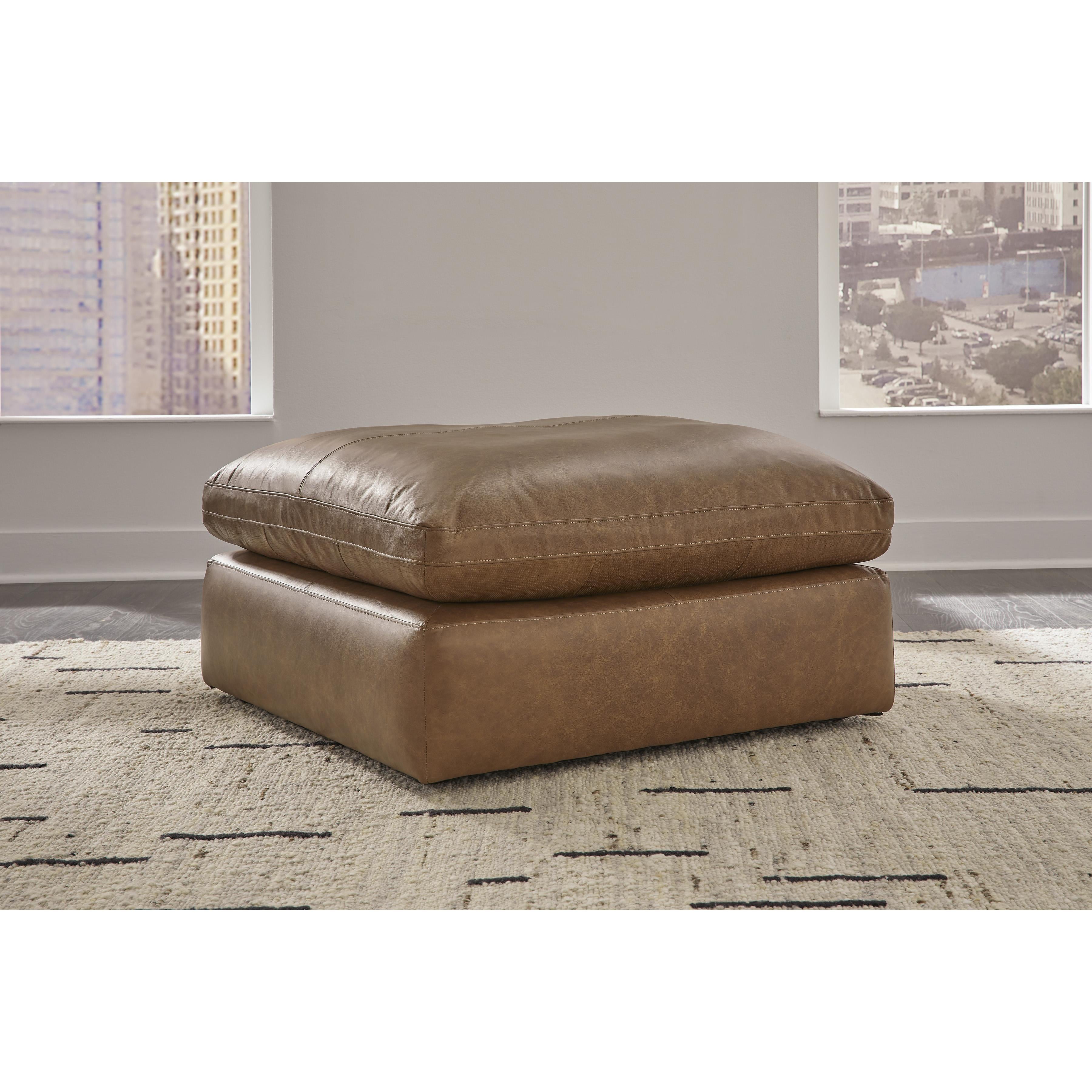  Manufacturer Color_Caramel --  Signature Design by Ashley Emilia Leather Match Ottoman IMAGE 4
