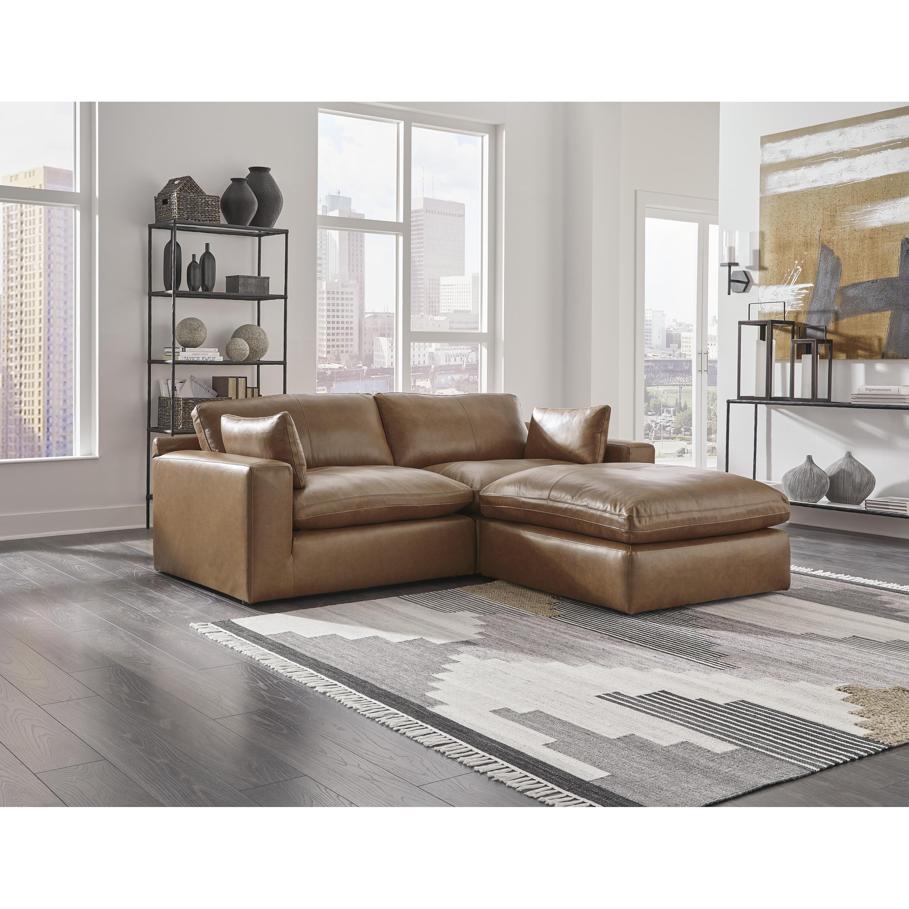  Manufacturer Color_Caramel --  Signature Design by Ashley Emilia Leather Match Ottoman IMAGE 5