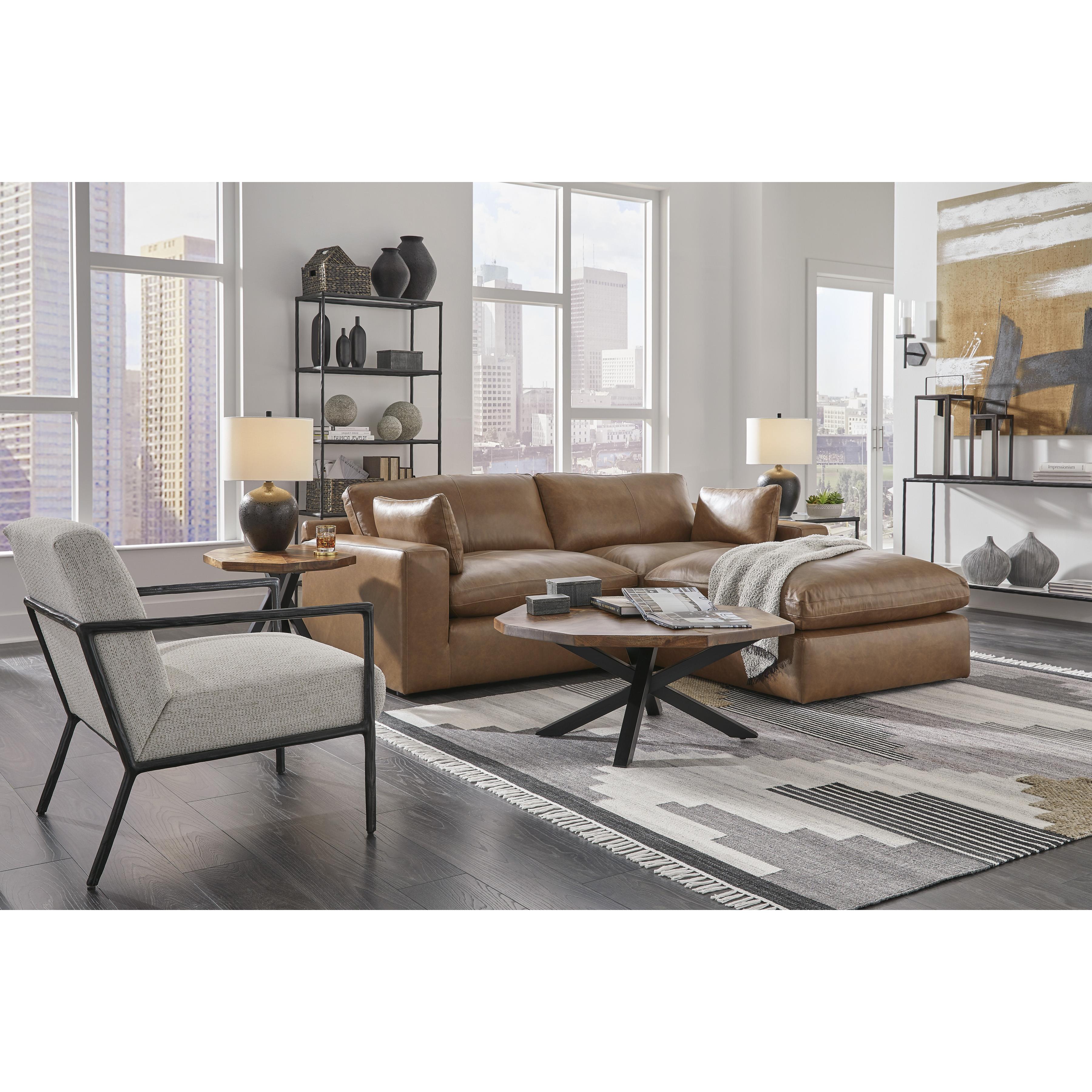  Manufacturer Color_Caramel --  Signature Design by Ashley Emilia Leather Match Ottoman IMAGE 6