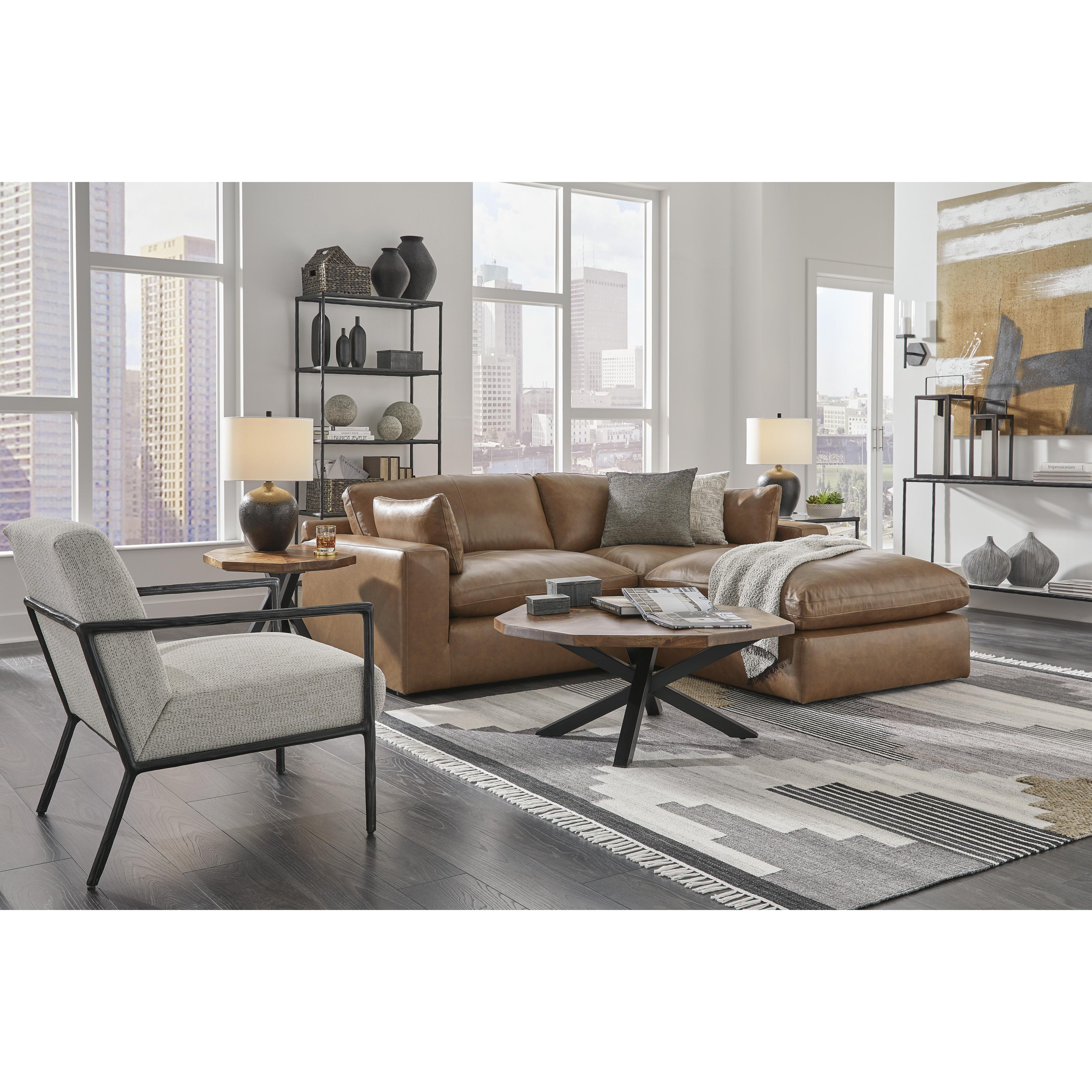  Manufacturer Color_Caramel --  Signature Design by Ashley Emilia Leather Match Ottoman IMAGE 7