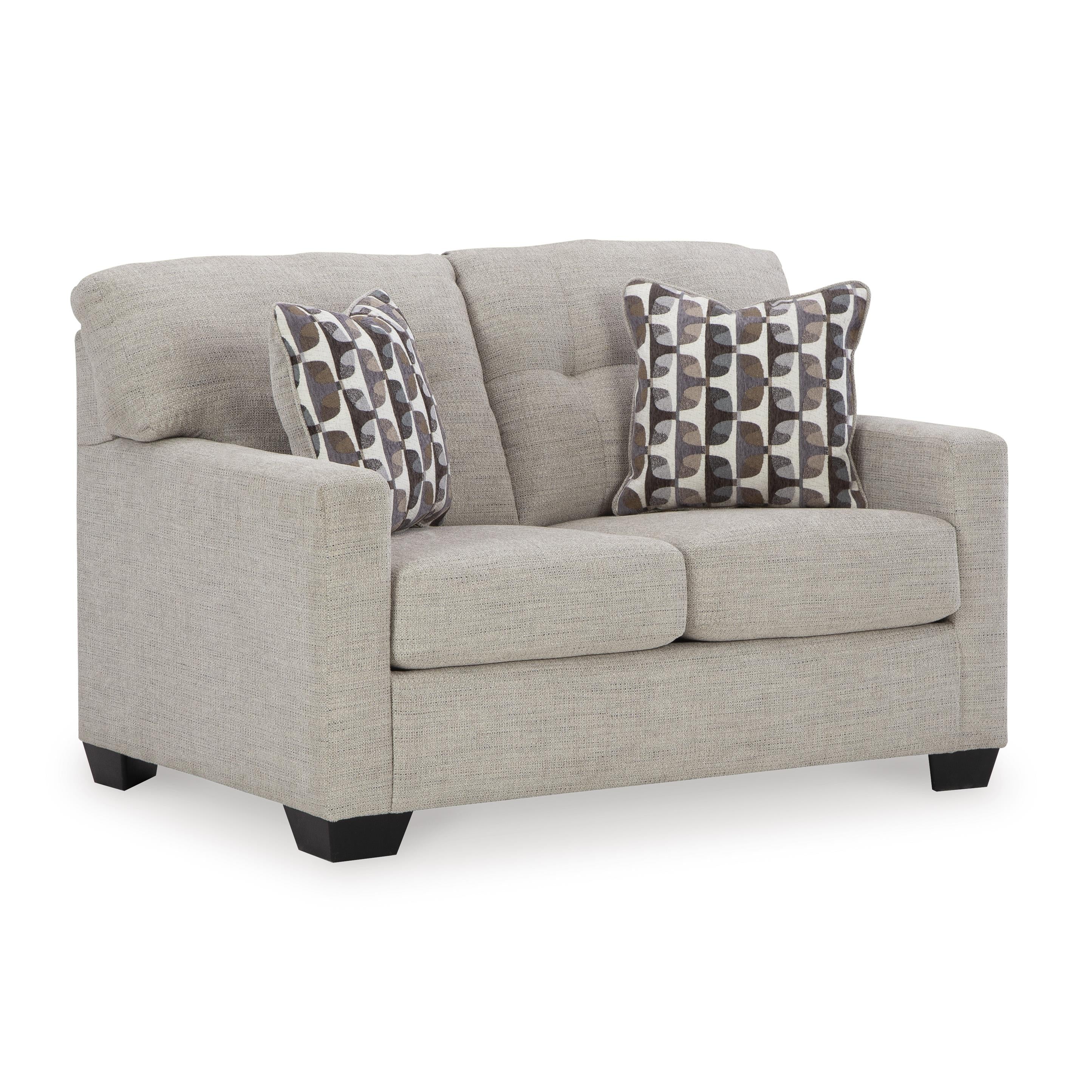  Manufacturer Color_Pebble --  Signature Design by Ashley Mahoney Stationary Fabric Loveseat IMAGE 1