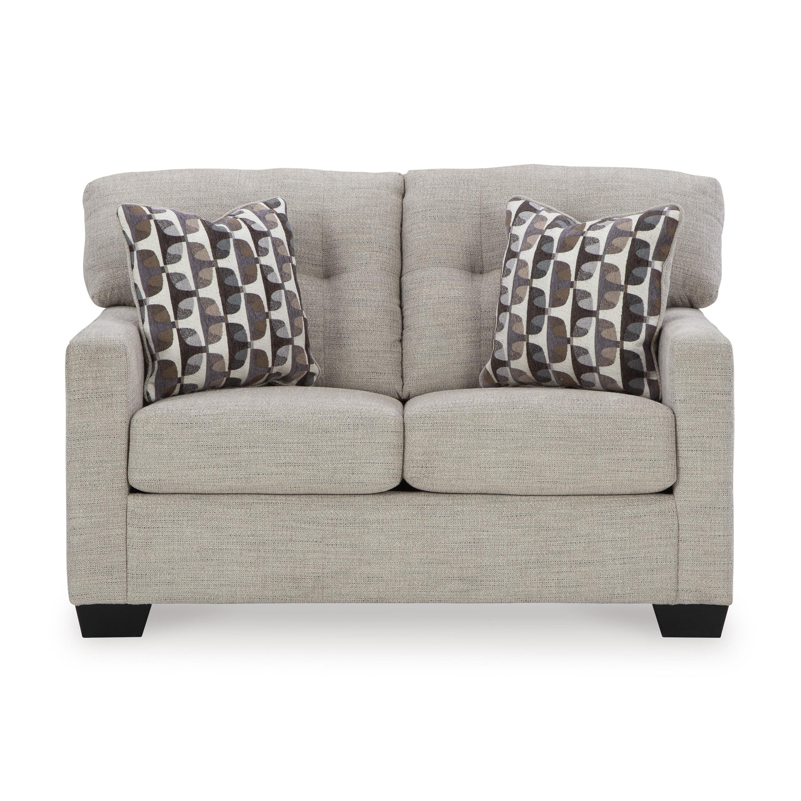  Manufacturer Color_Pebble --  Signature Design by Ashley Mahoney Stationary Fabric Loveseat IMAGE 2