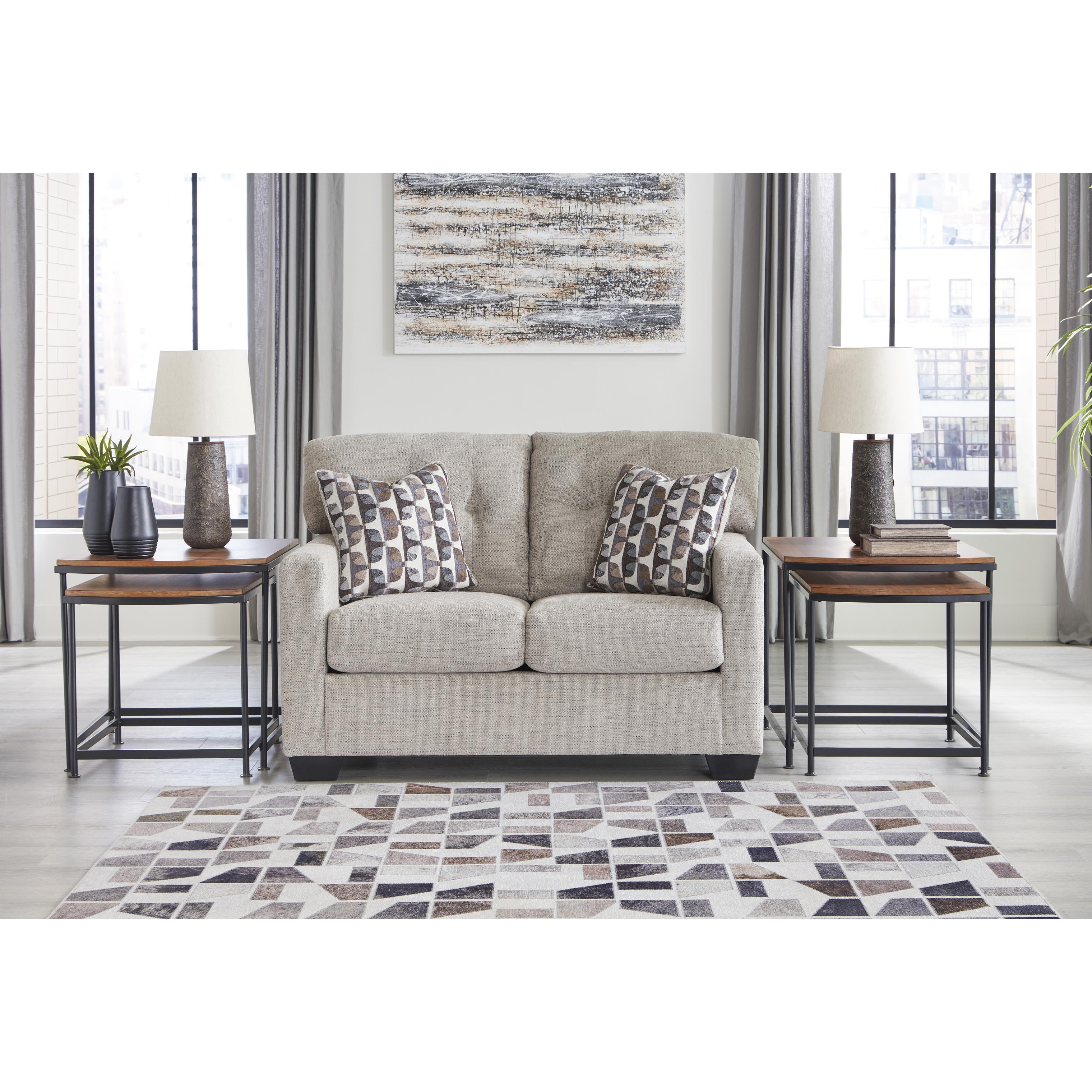  Manufacturer Color_Pebble --  Signature Design by Ashley Mahoney Stationary Fabric Loveseat IMAGE 5
