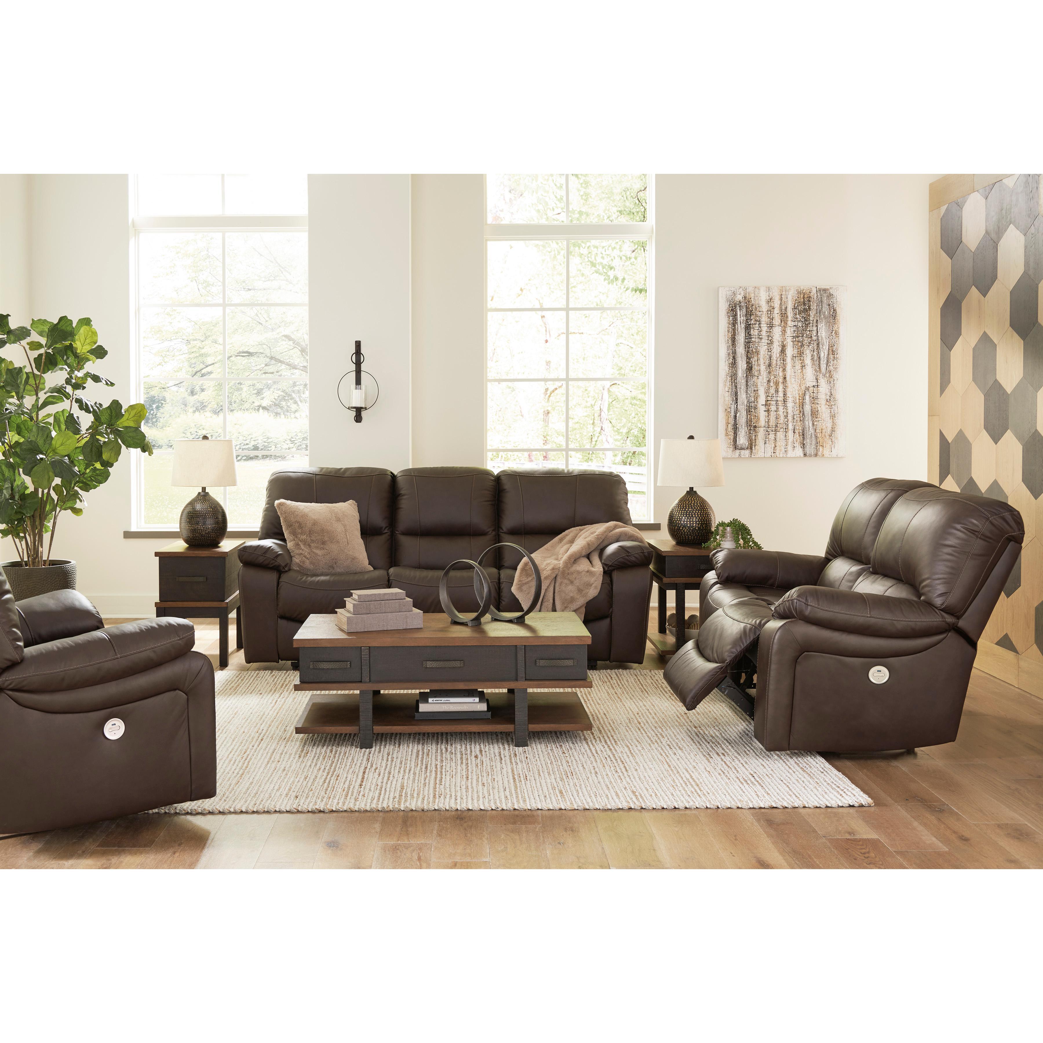  Manufacturer Color_Dark Brown --  Signature Design by Ashley Leesworth Reclining Leather Match Loveseat IMAGE 12