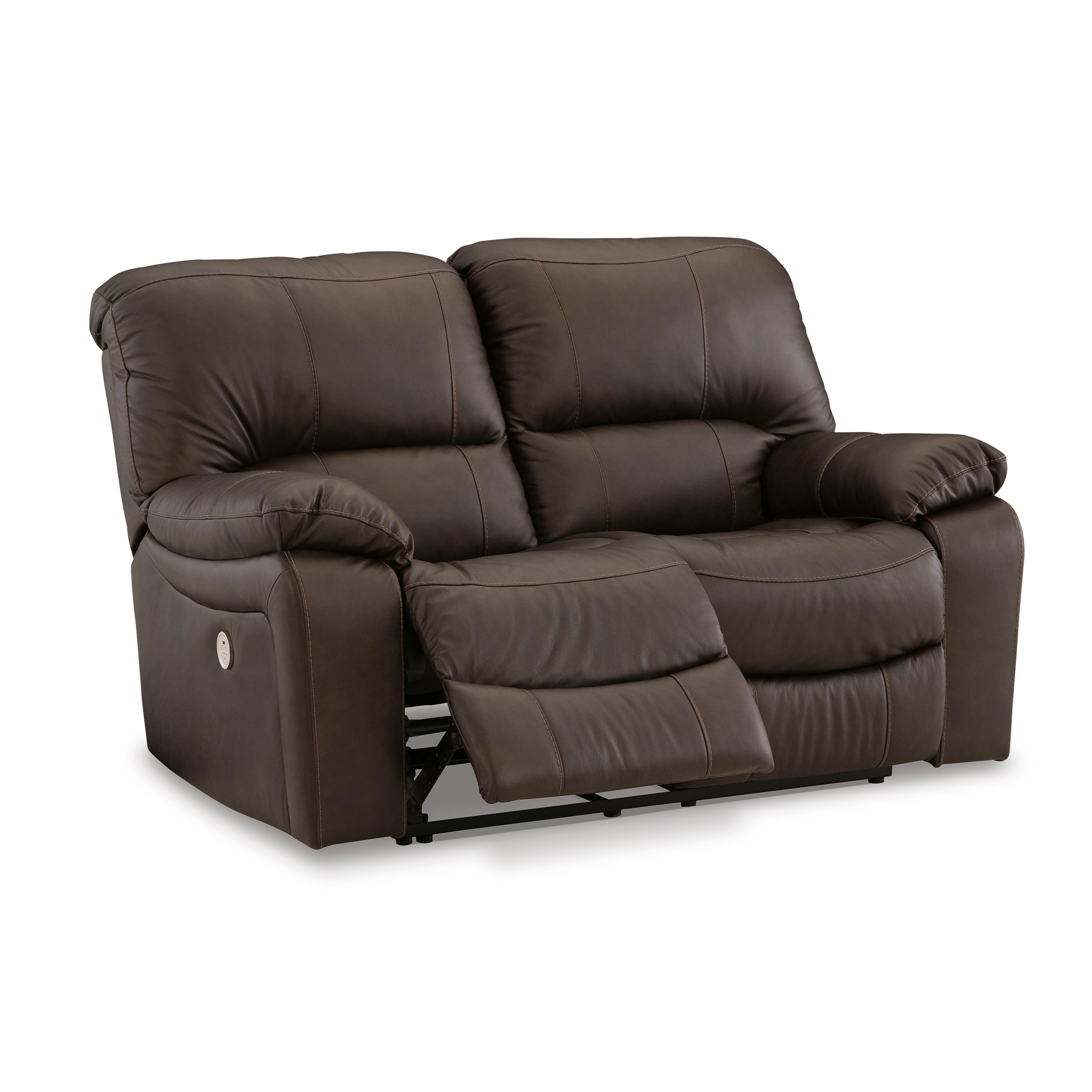  Manufacturer Color_Dark Brown --  Signature Design by Ashley Leesworth Reclining Leather Match Loveseat IMAGE 2