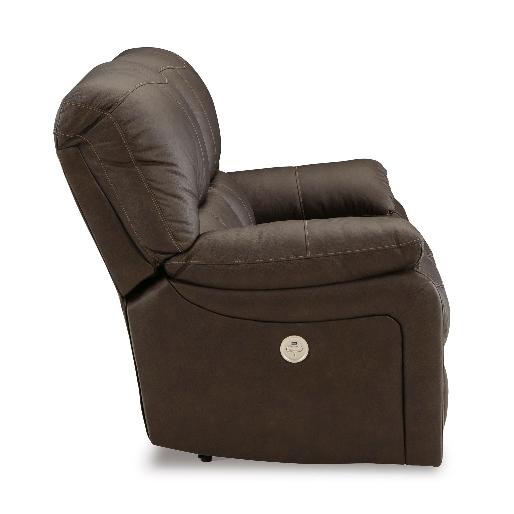  Manufacturer Color_Dark Brown --  Signature Design by Ashley Leesworth Reclining Leather Match Loveseat IMAGE 4