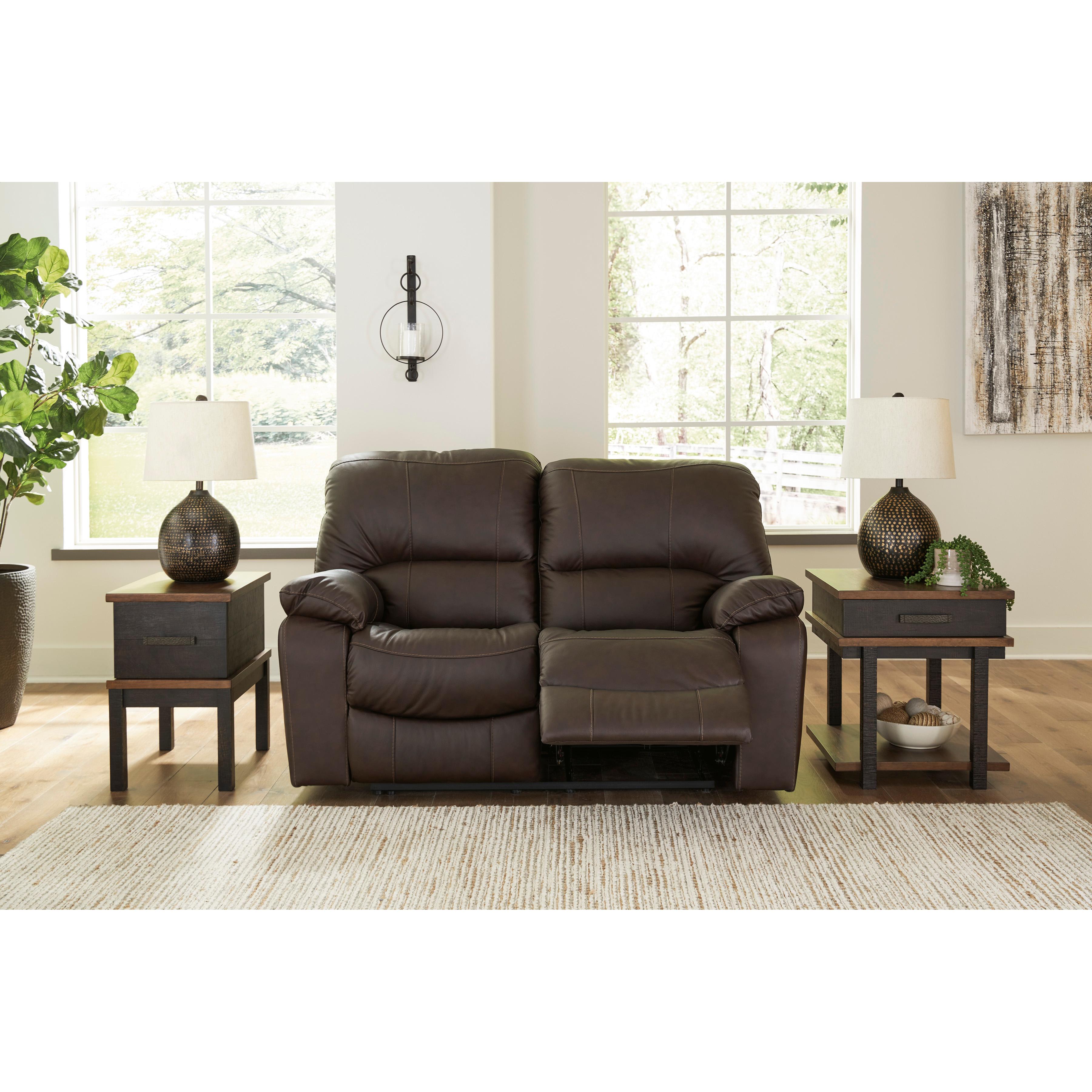  Manufacturer Color_Dark Brown --  Signature Design by Ashley Leesworth Reclining Leather Match Loveseat IMAGE 6