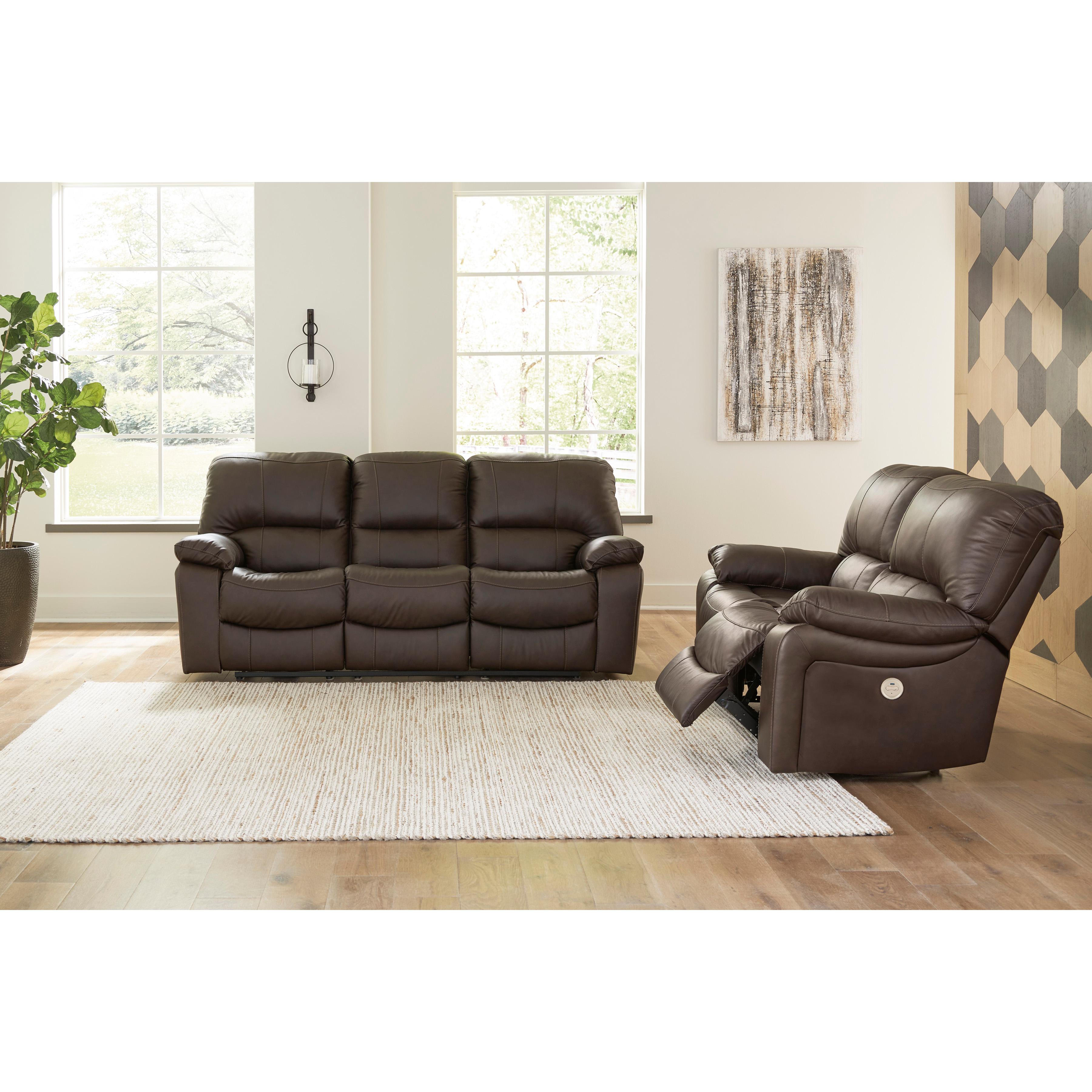  Manufacturer Color_Dark Brown --  Signature Design by Ashley Leesworth Reclining Leather Match Loveseat IMAGE 8