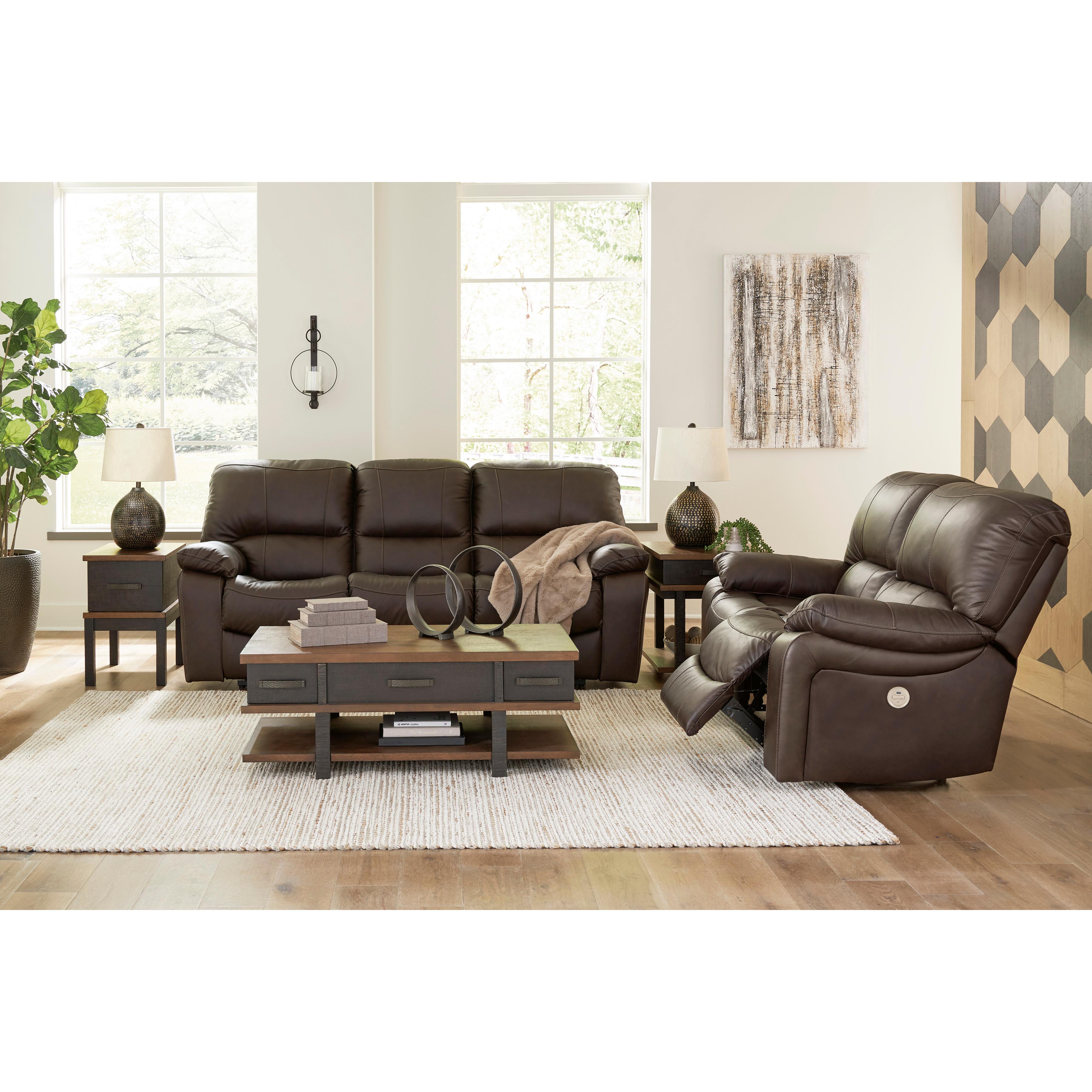  Manufacturer Color_Dark Brown --  Signature Design by Ashley Leesworth Reclining Leather Match Loveseat IMAGE 9
