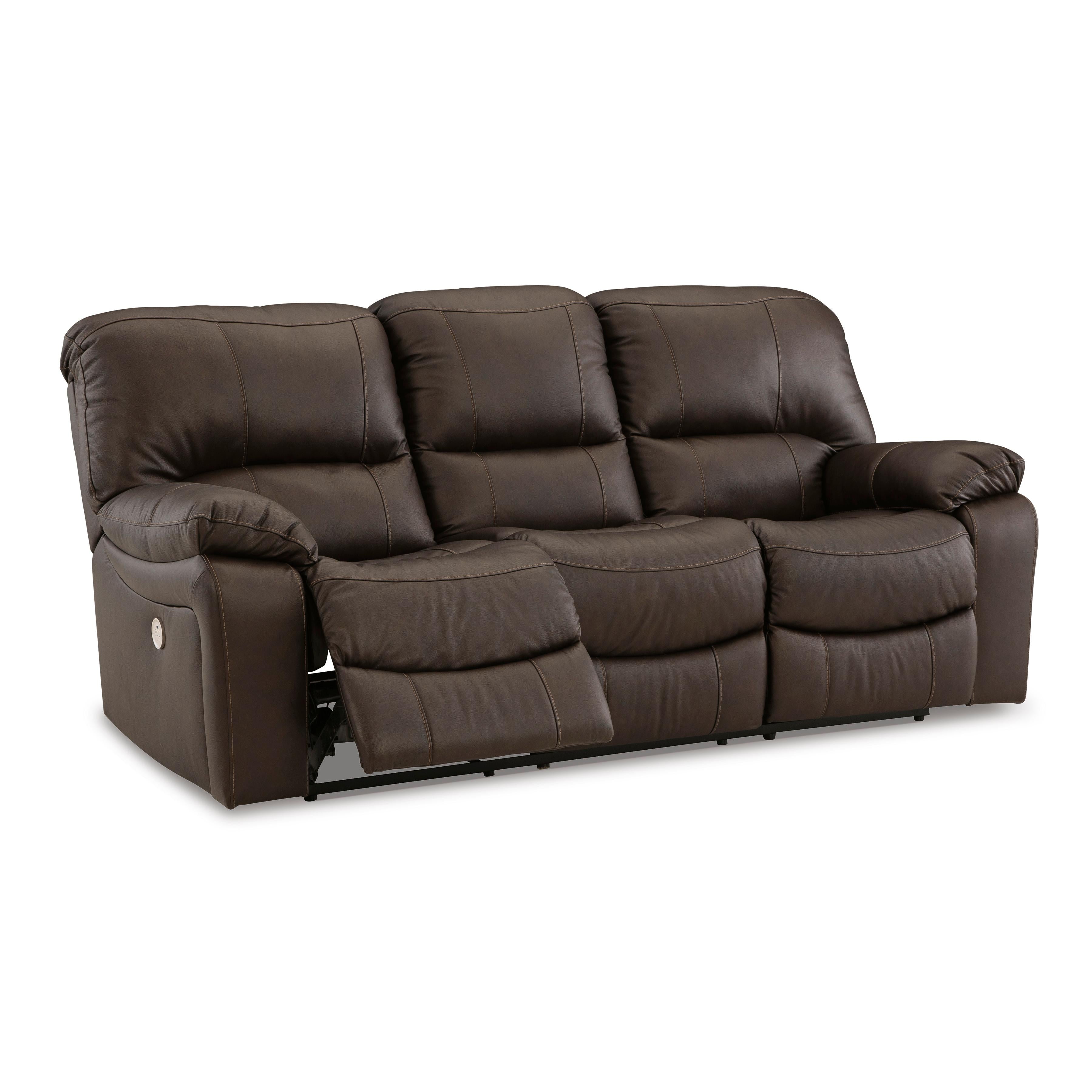  Manufacturer Color_Dark Brown --  Signature Design by Ashley Leesworth Power Reclining Leather Match Sofa IMAGE 2