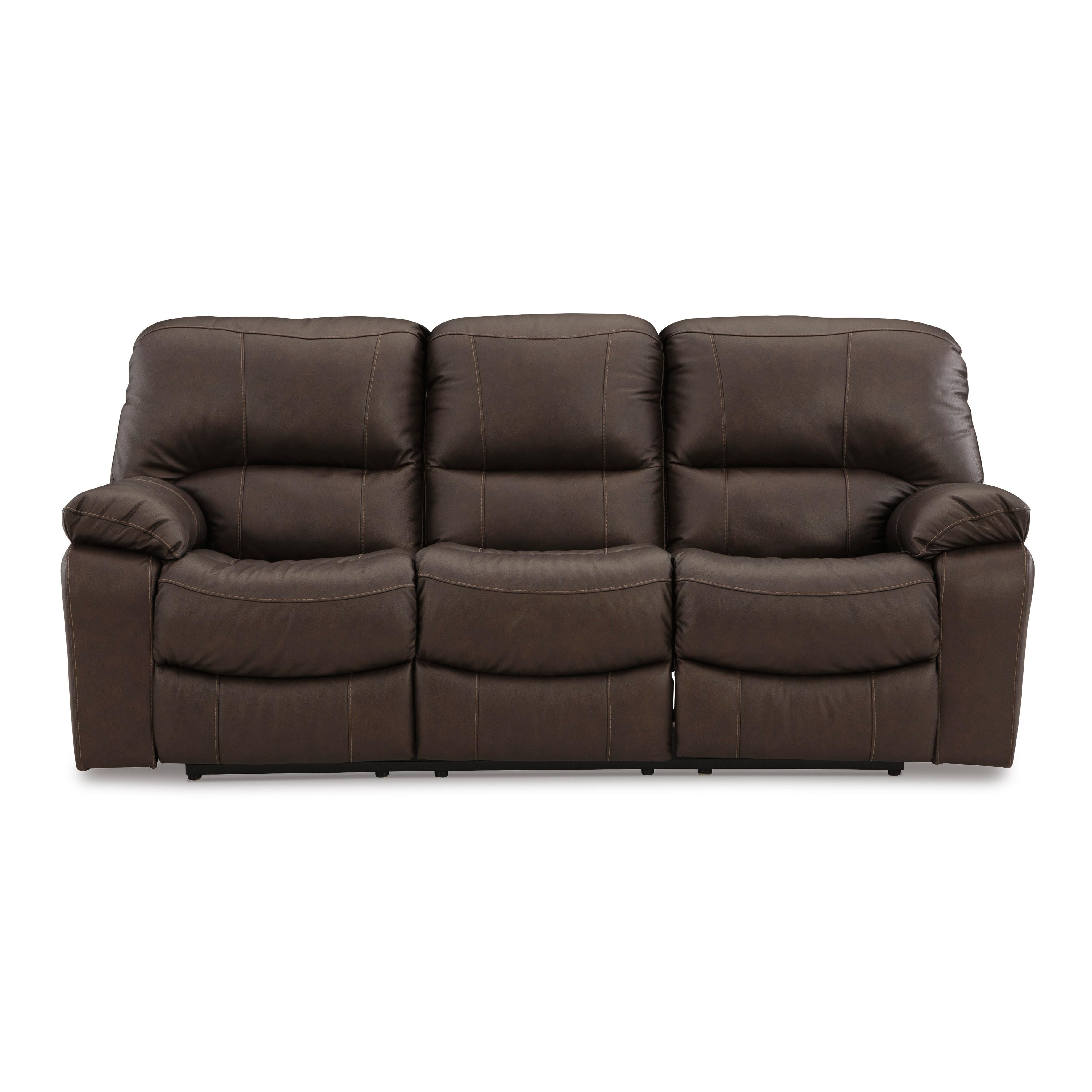  Manufacturer Color_Dark Brown --  Signature Design by Ashley Leesworth Power Reclining Leather Match Sofa IMAGE 3