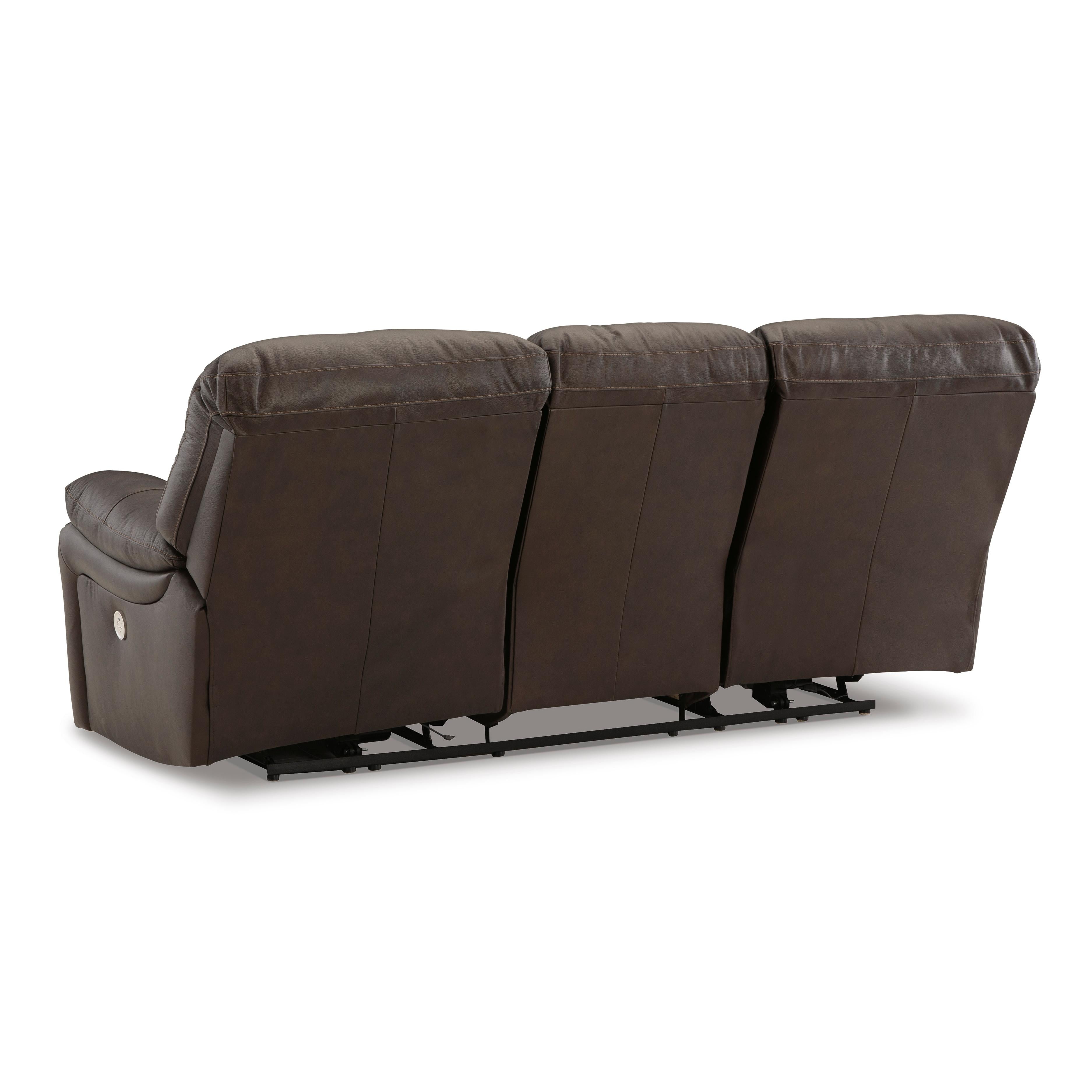  Manufacturer Color_Dark Brown --  Signature Design by Ashley Leesworth Power Reclining Leather Match Sofa IMAGE 5