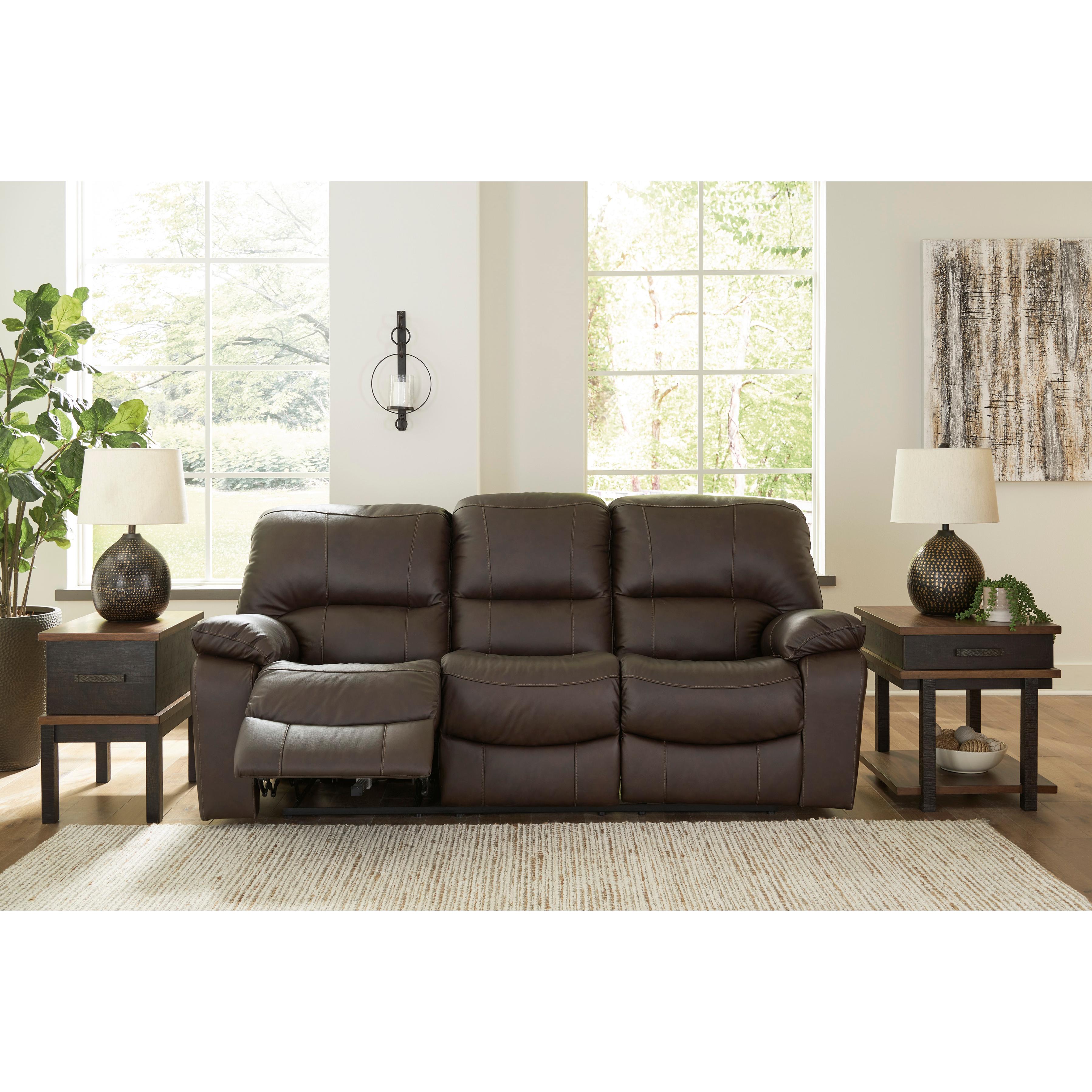  Manufacturer Color_Dark Brown --  Signature Design by Ashley Leesworth Power Reclining Leather Match Sofa IMAGE 6