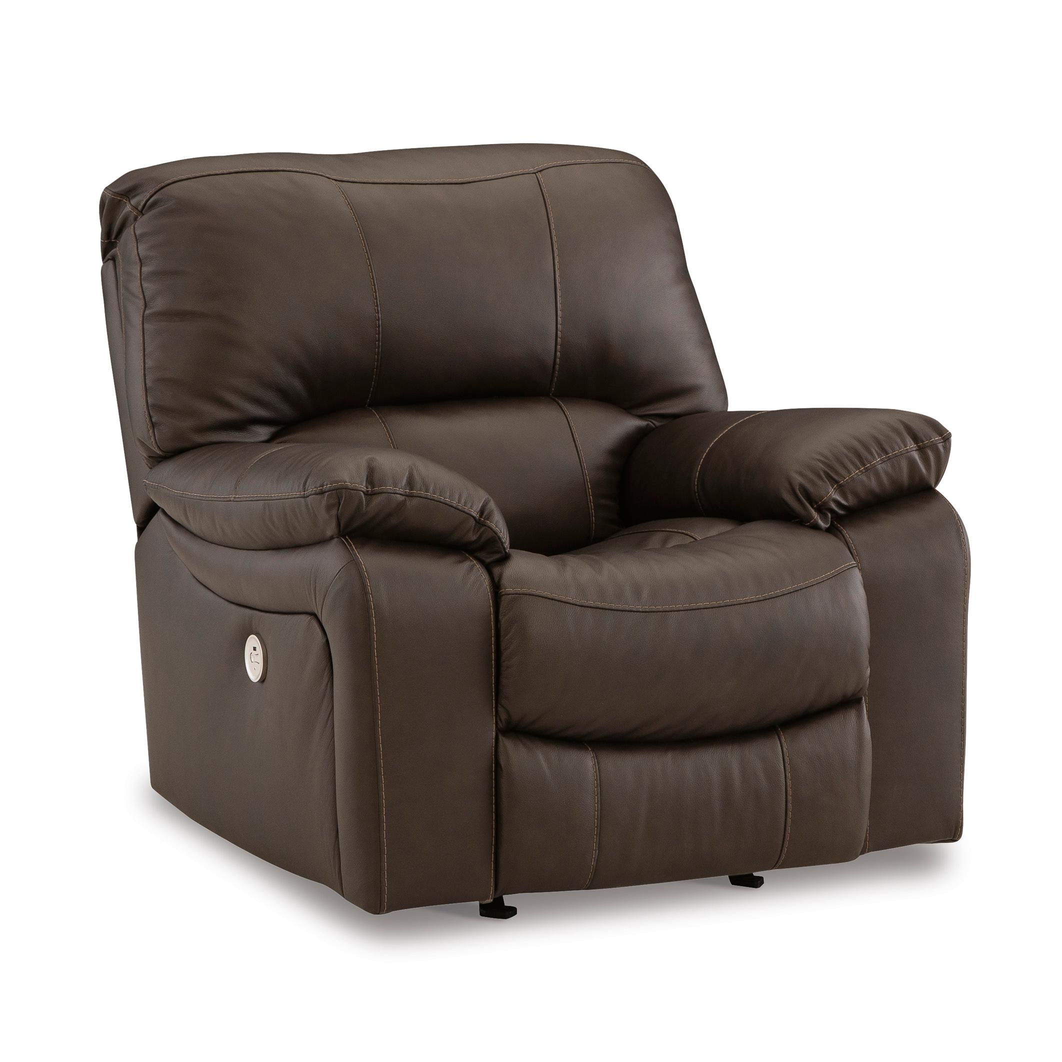  Manufacturer Color_Dark Brown --  Signature Design by Ashley Leesworth Power Rocker Leather Match Recliner IMAGE 1
