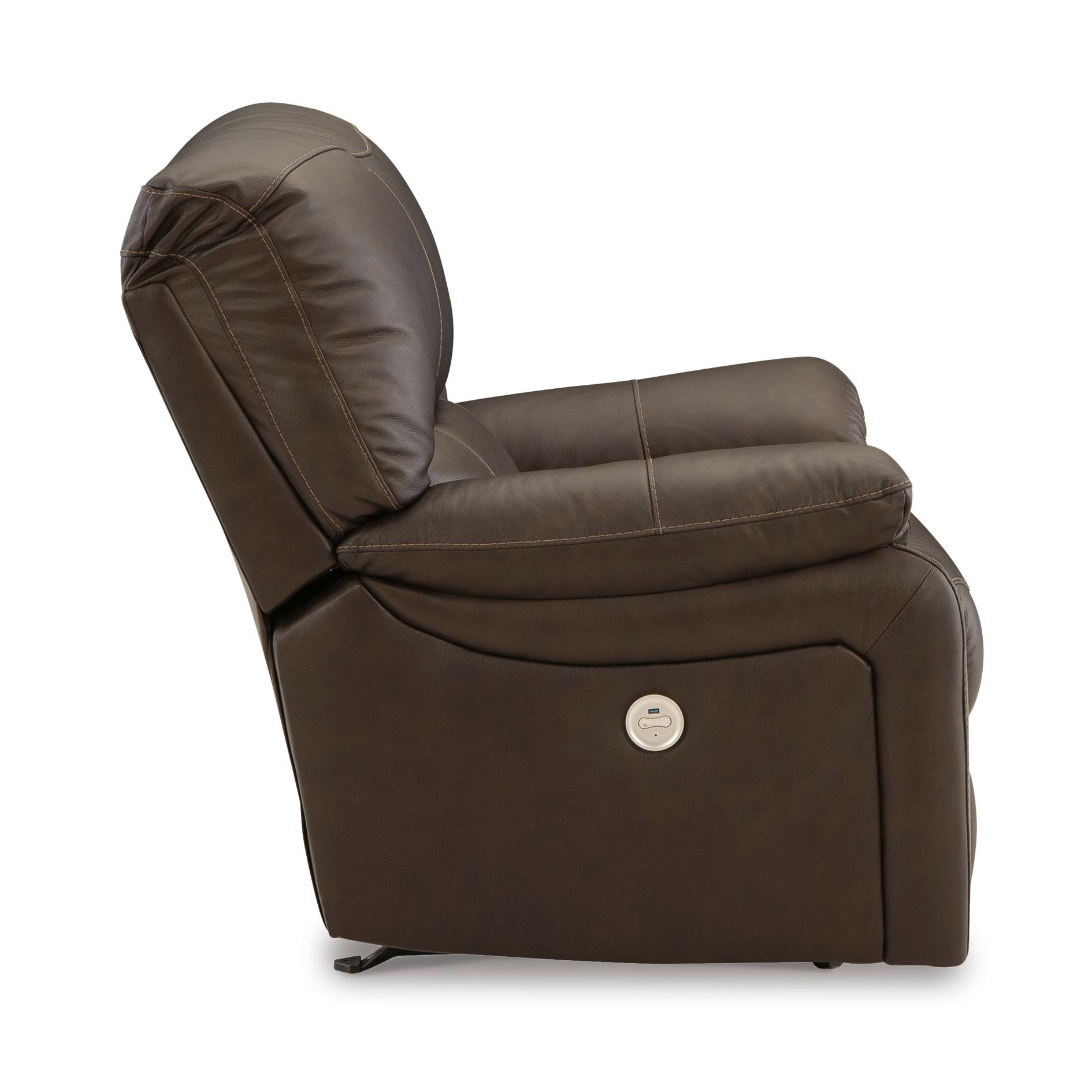  Manufacturer Color_Dark Brown --  Signature Design by Ashley Leesworth Power Rocker Leather Match Recliner IMAGE 4