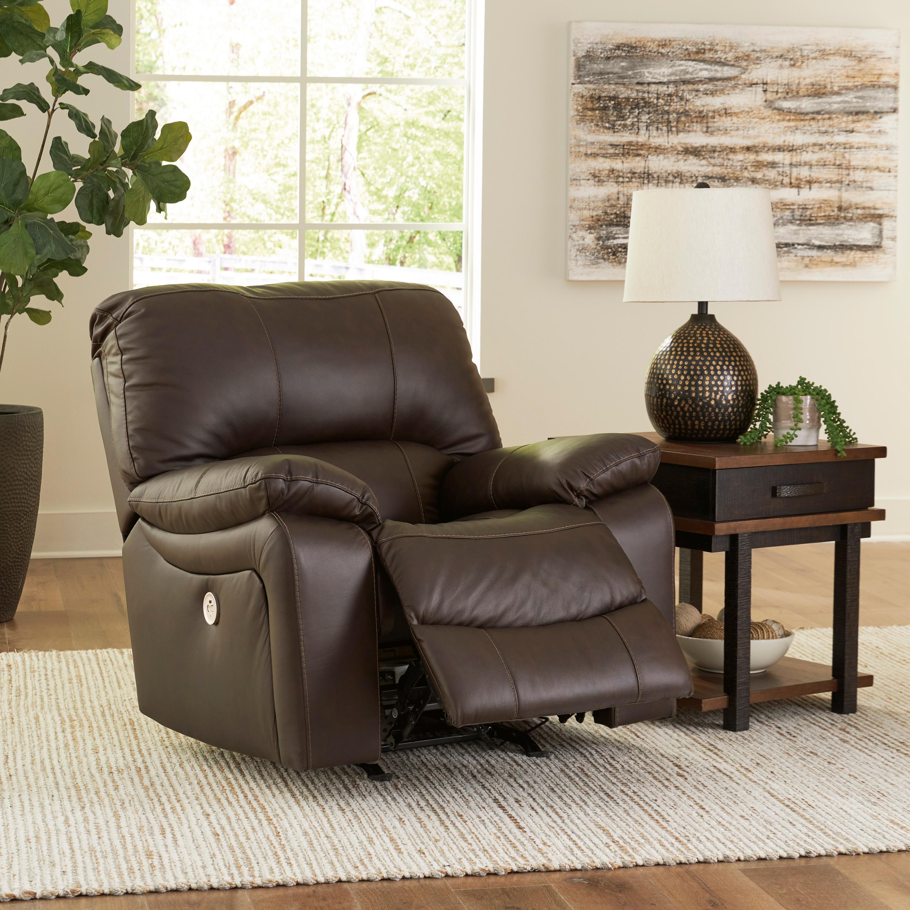  Manufacturer Color_Dark Brown --  Signature Design by Ashley Leesworth Power Rocker Leather Match Recliner IMAGE 7