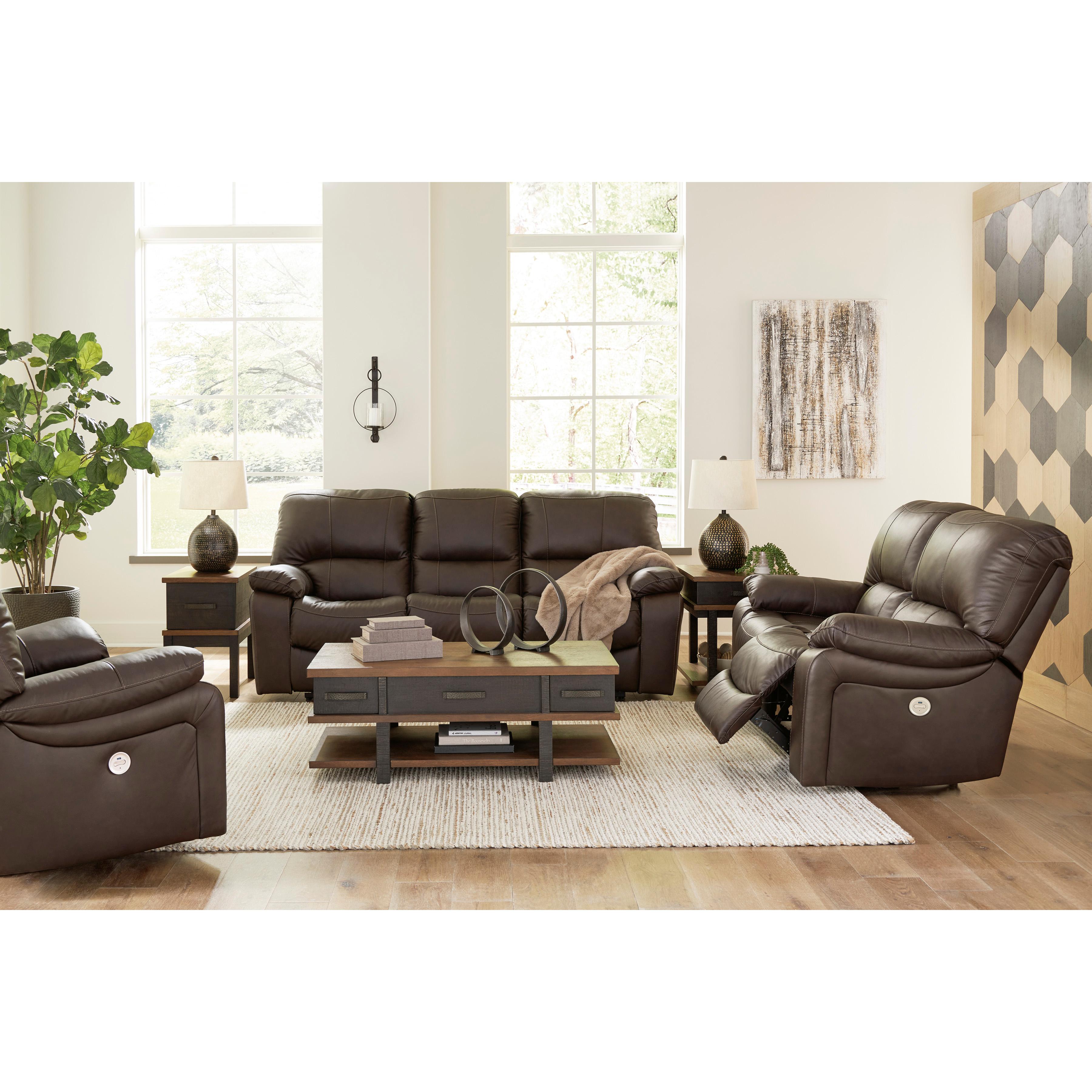  Manufacturer Color_Dark Brown --  Signature Design by Ashley Leesworth Power Rocker Leather Match Recliner IMAGE 9