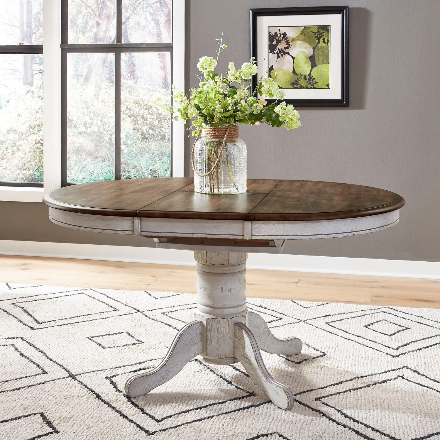  Liberty Furniture Industries Inc. Carolina Crossing 186W Oval Pedestal Table - White IMAGE 1